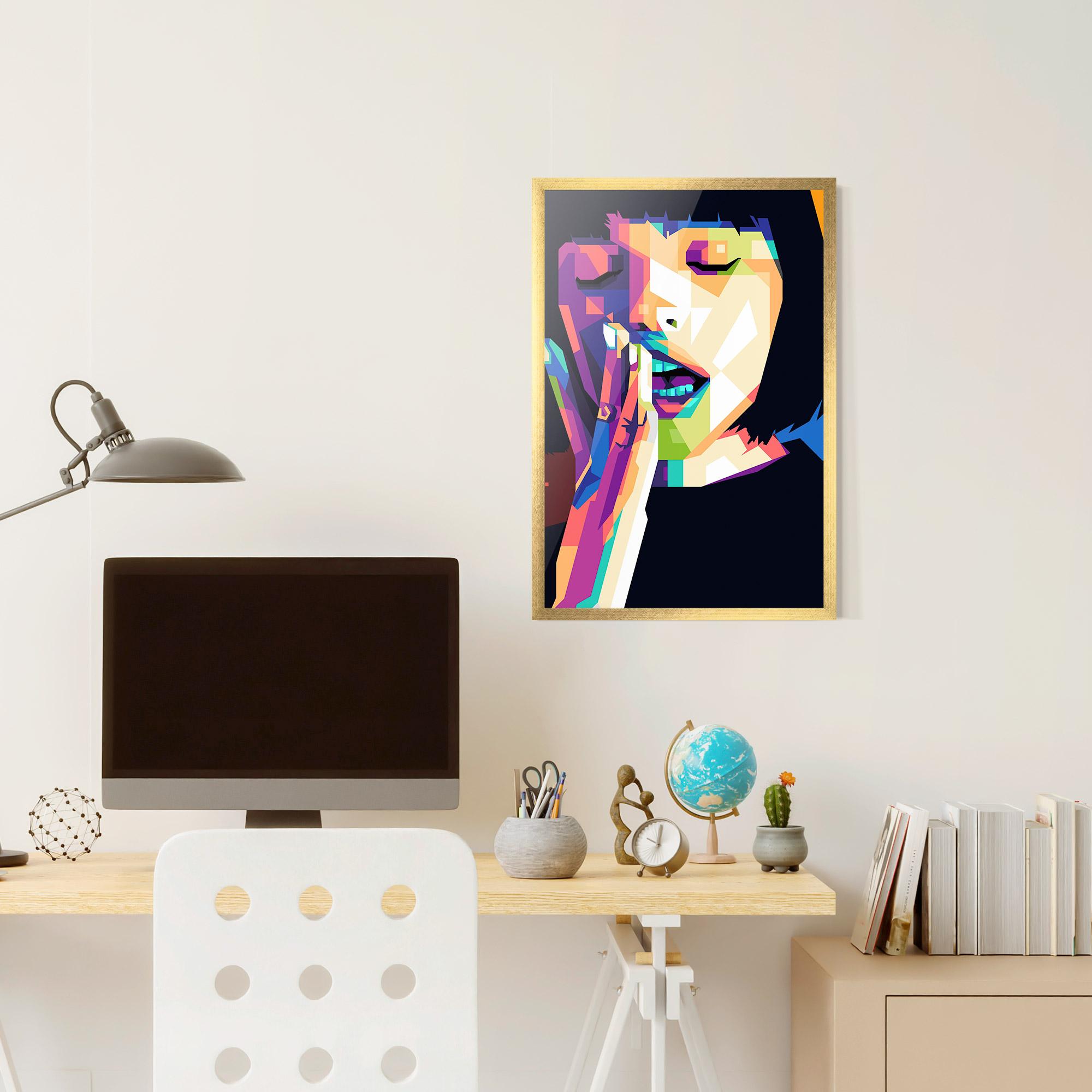 Gerahmte Poster Polygonal Pretty Girl mockup 6