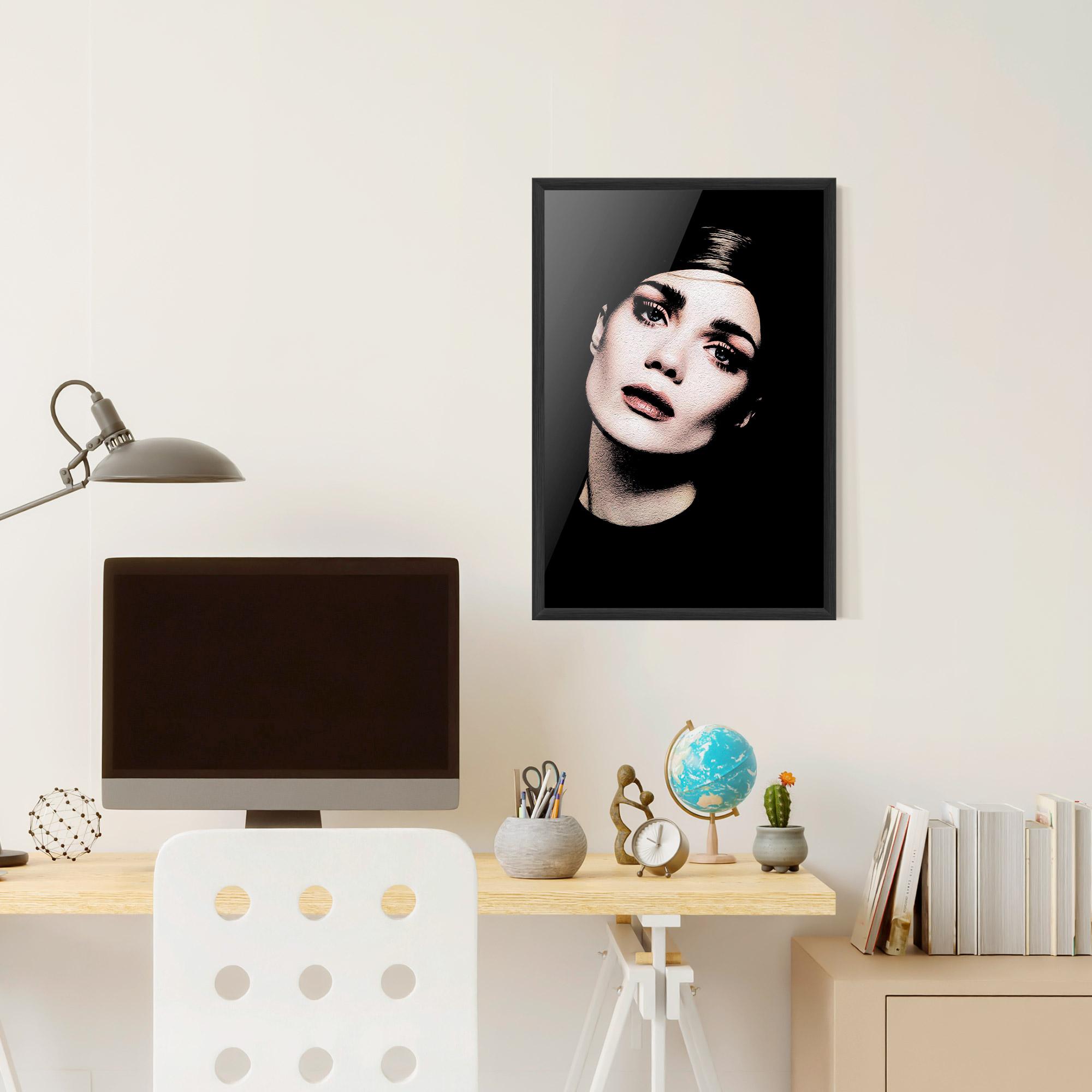 Gerahmte Poster Blue Eyes Lady mockup 6