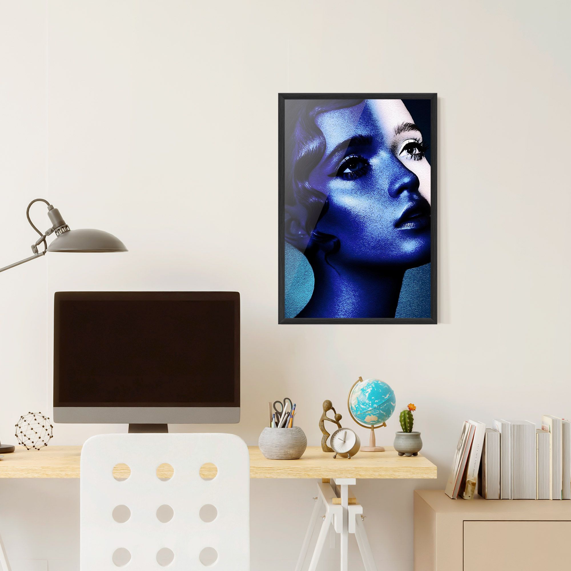 Blue White Face Art mockup 6
