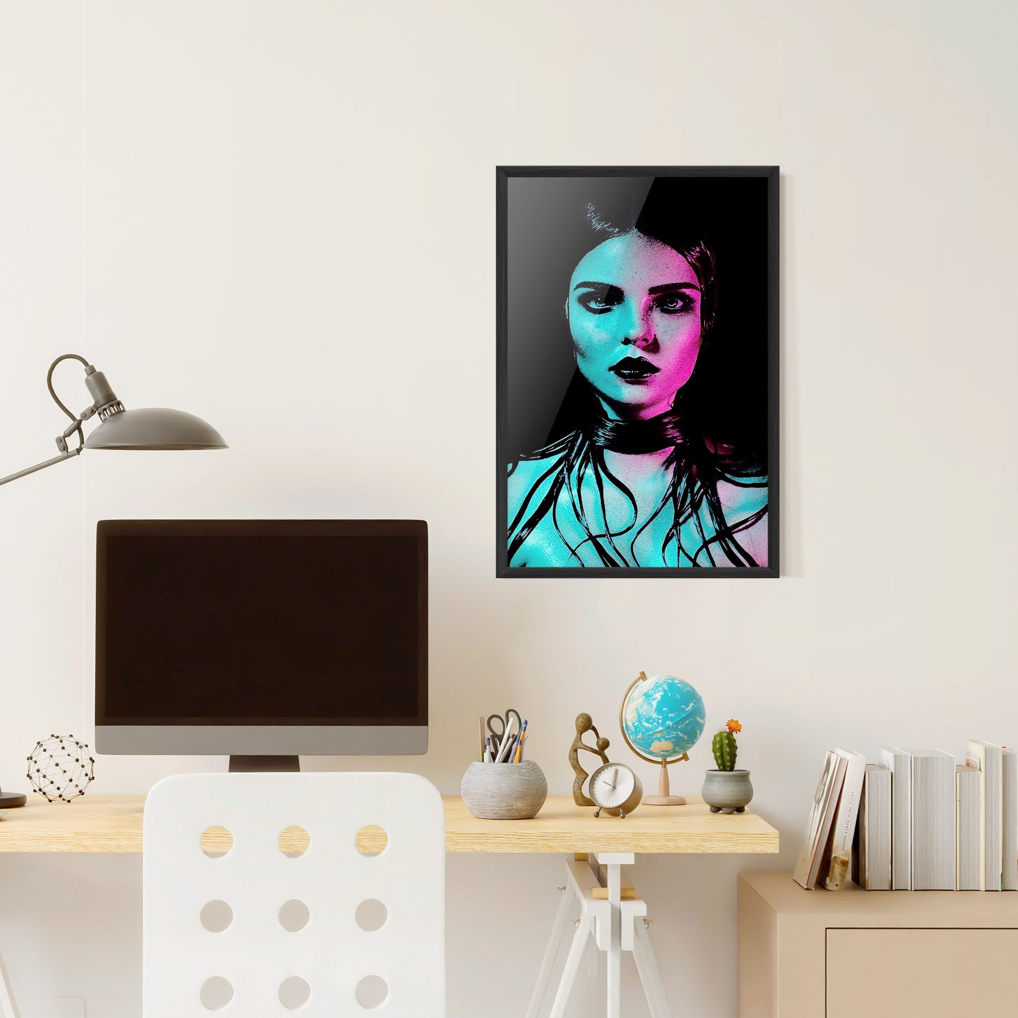 Pink Blue Light Girl mockup 6