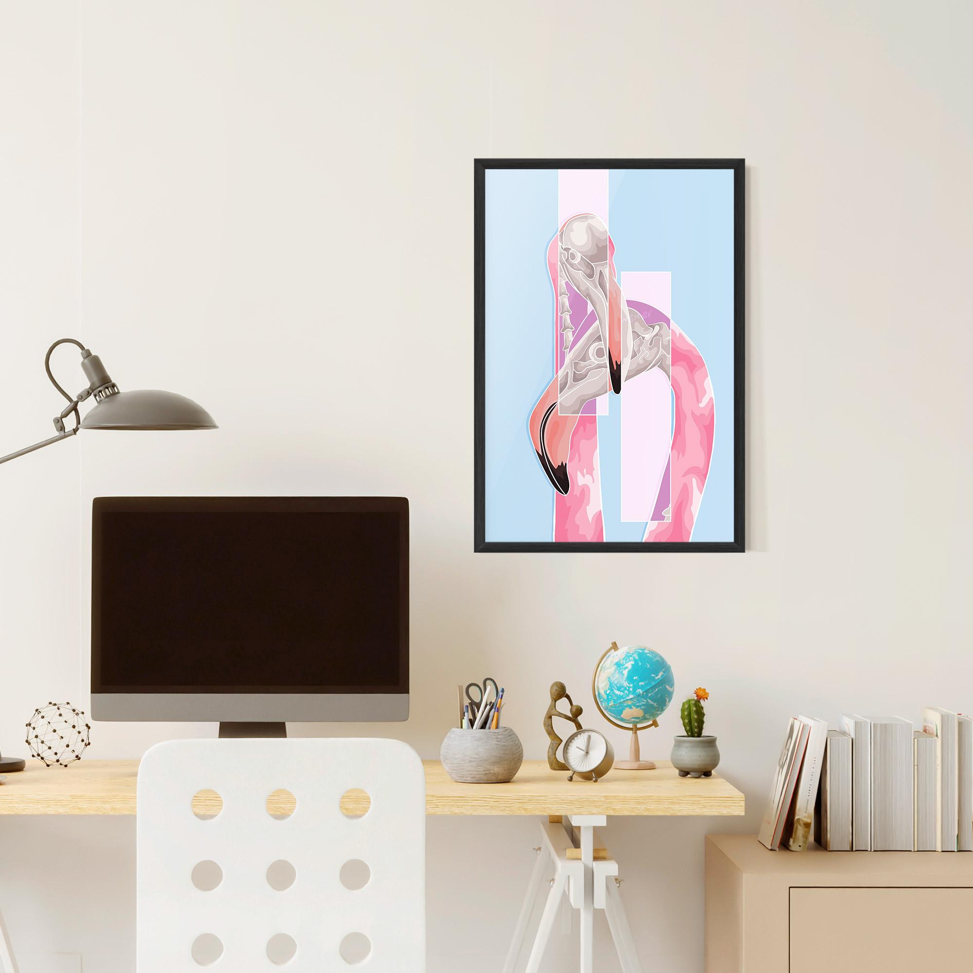 Gerahmte Poster Pink Skull Flamingo mockup 6
