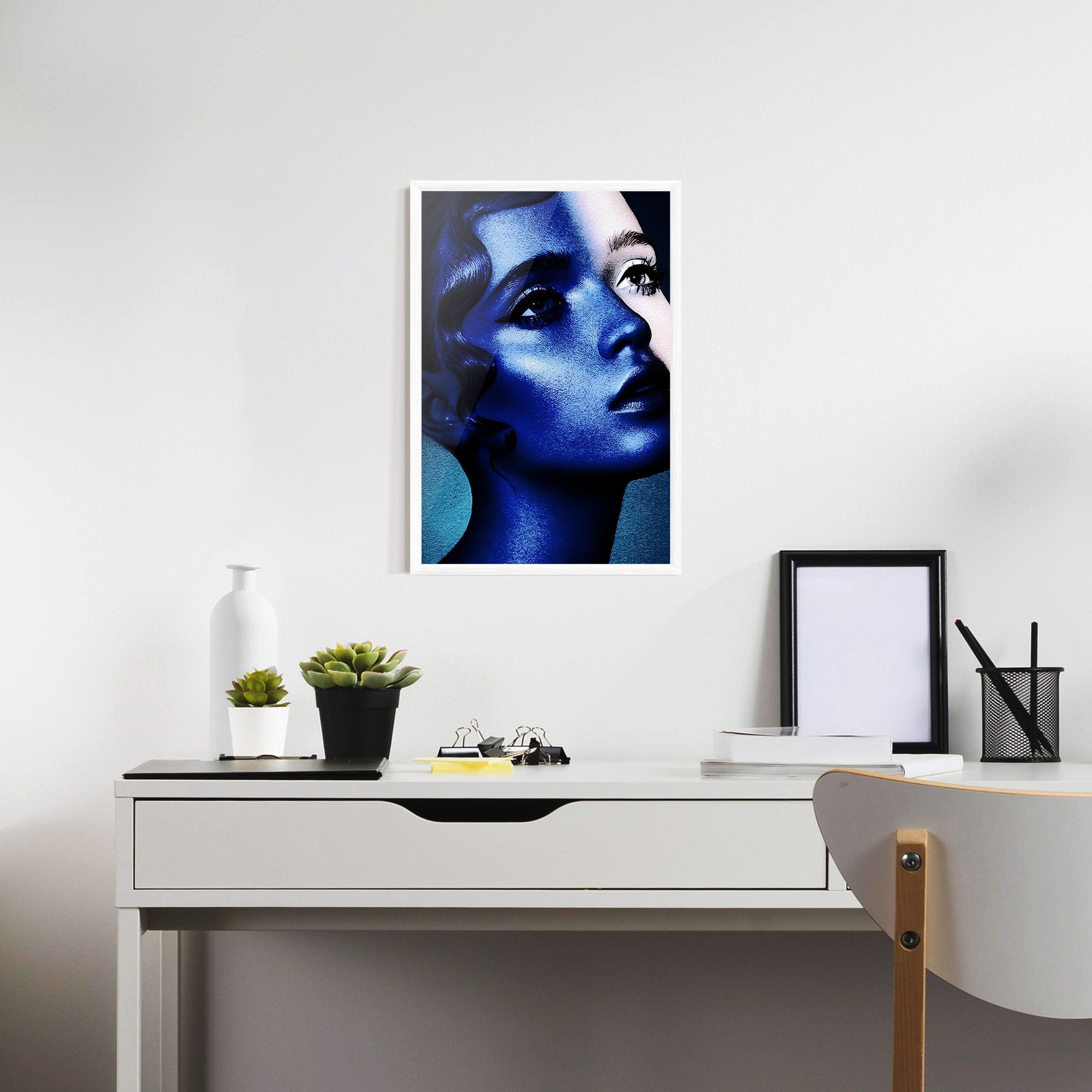 Blue White Face Art mockup 7