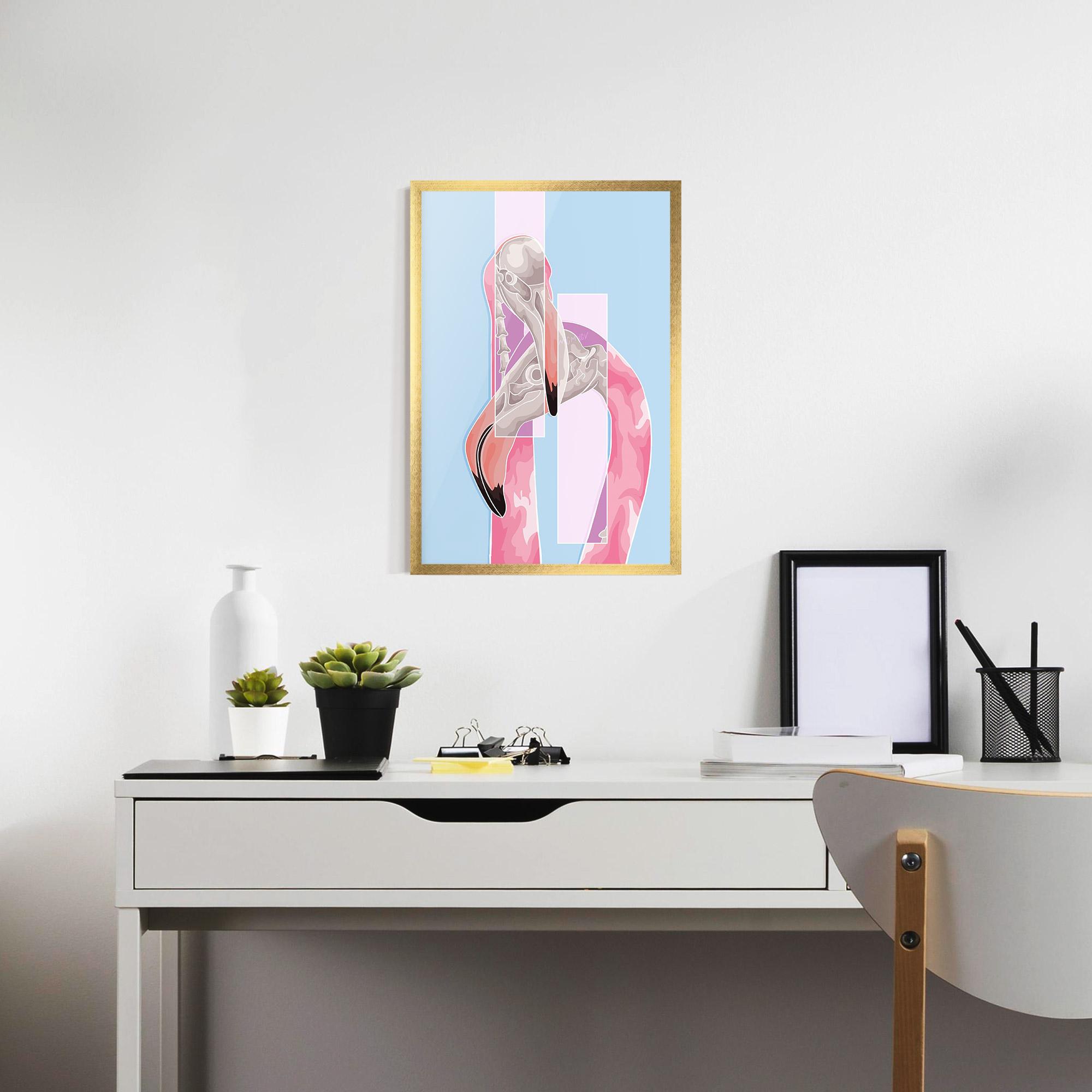 Gerahmte Poster Pink Skull Flamingo mockup 7