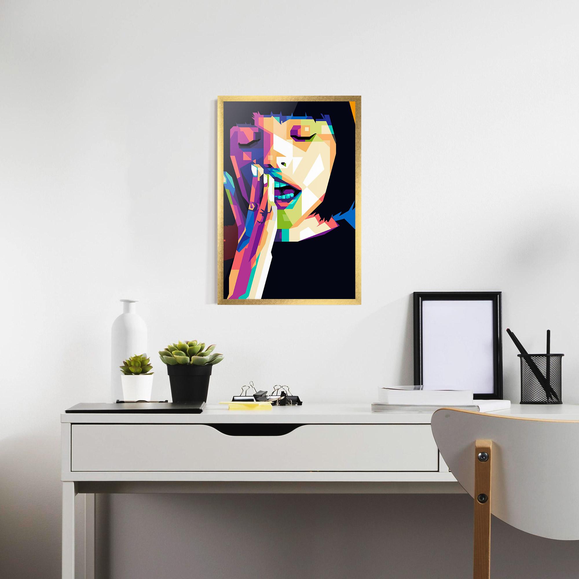 Gerahmte Poster Polygonal Pretty Girl mockup 7