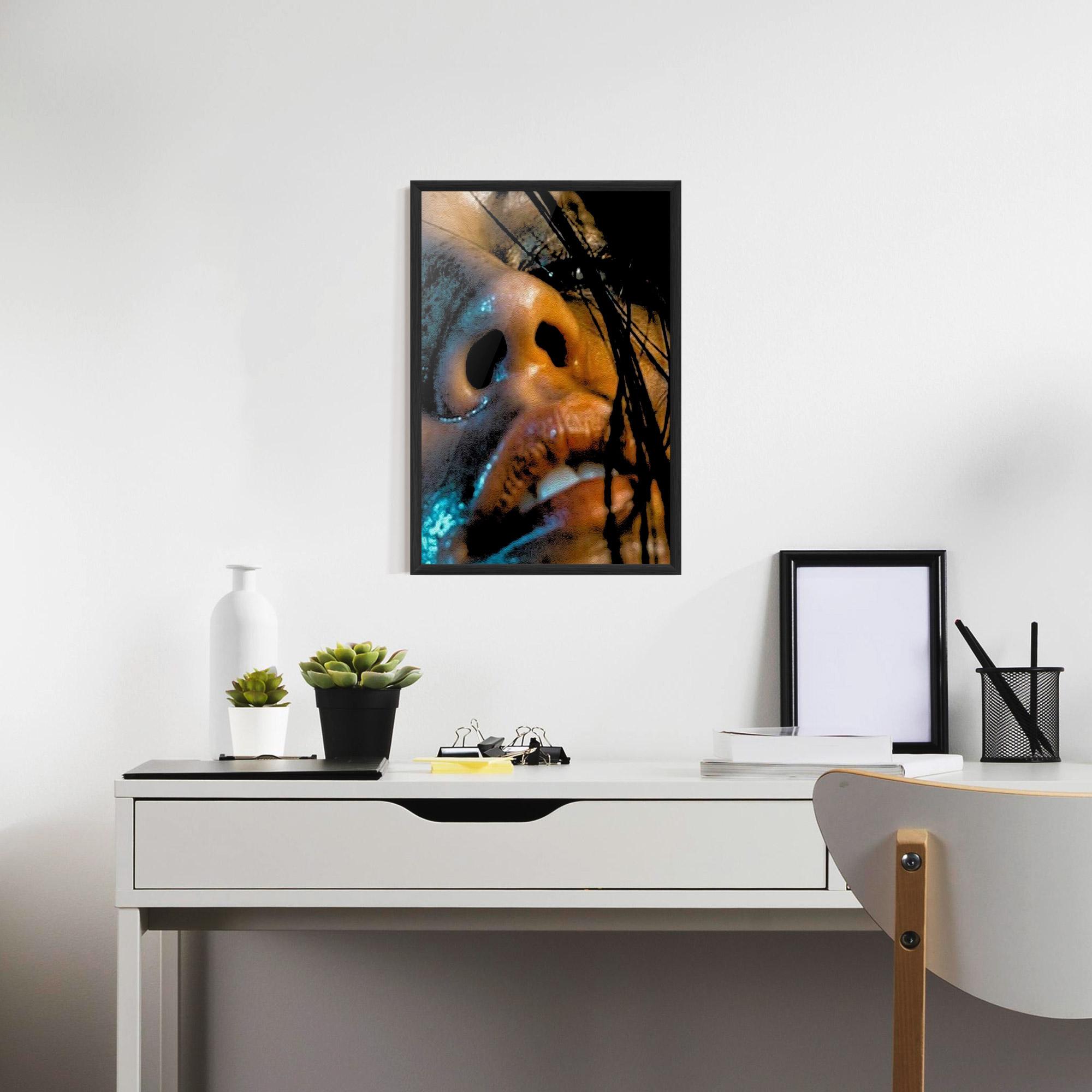 Gerahmte Poster Blue Light Face mockup 7