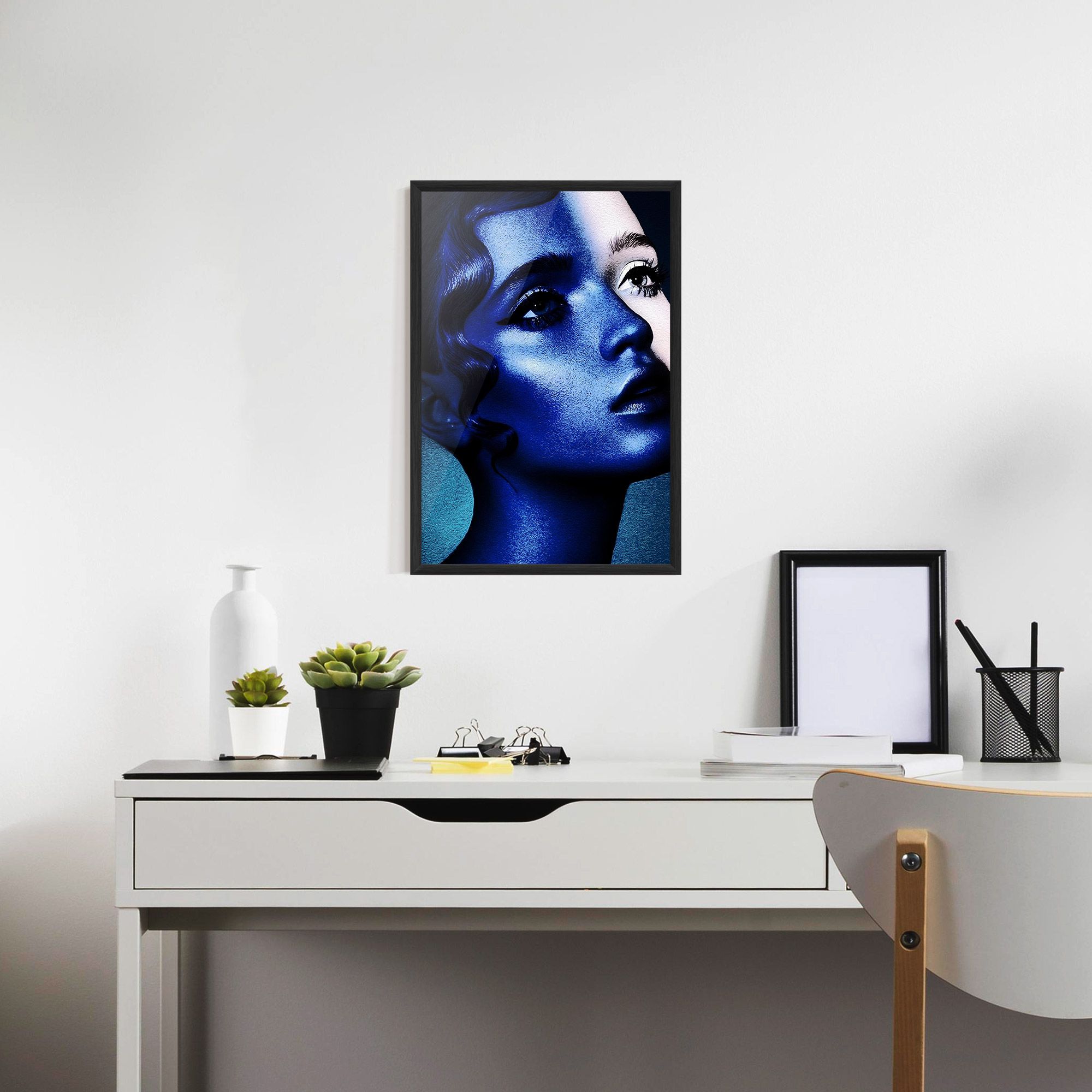 Blue White Face Art mockup 7