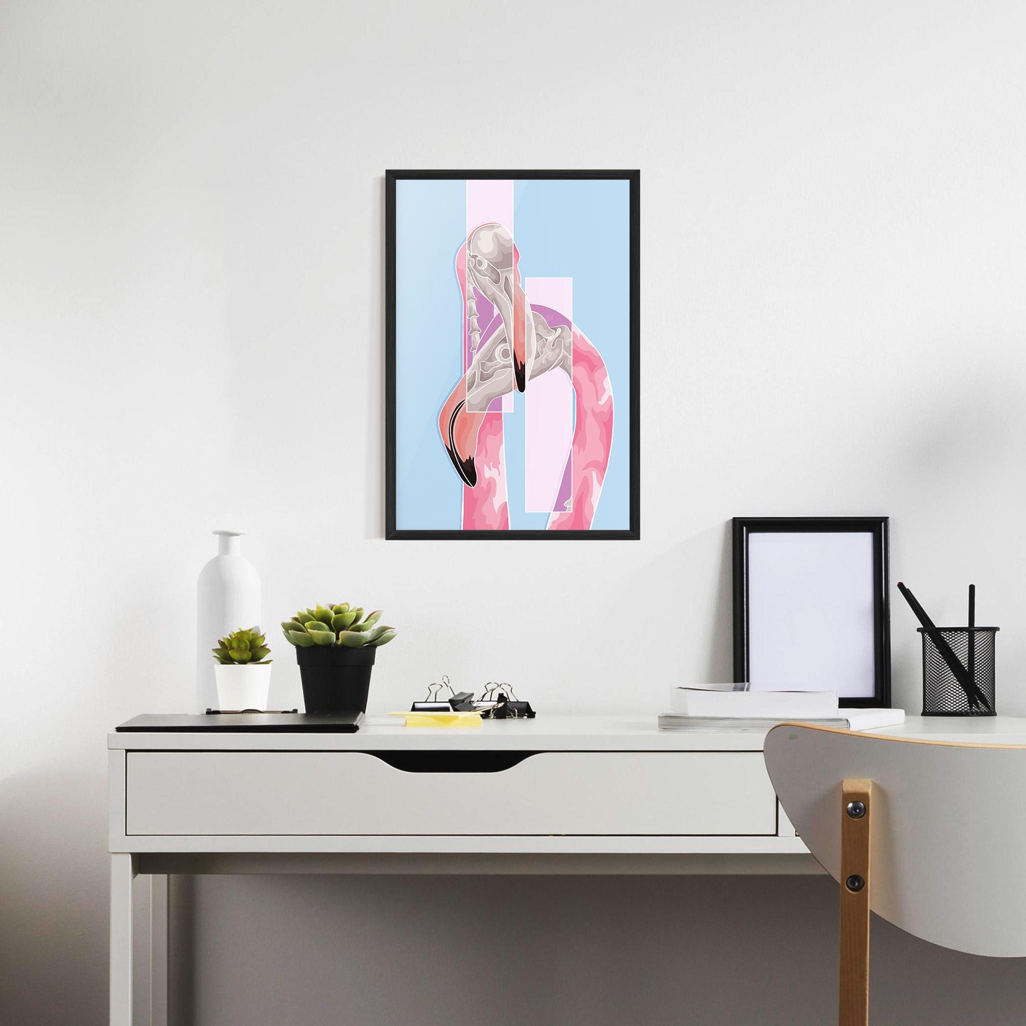 Gerahmte Poster Pink Skull Flamingo mockup 7