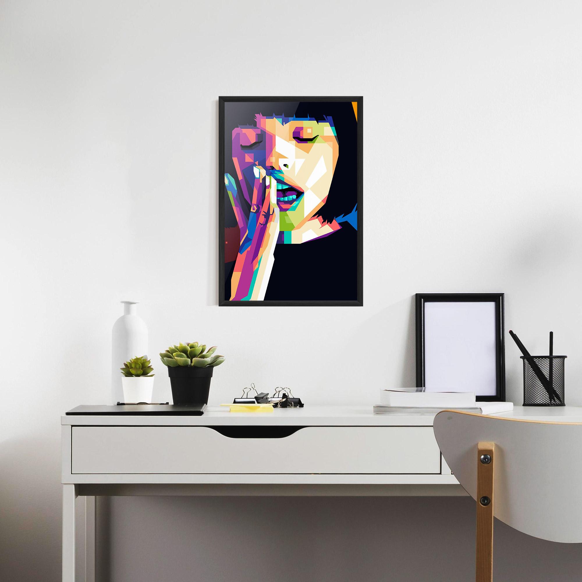 Gerahmte Poster Polygonal Pretty Girl mockup 7