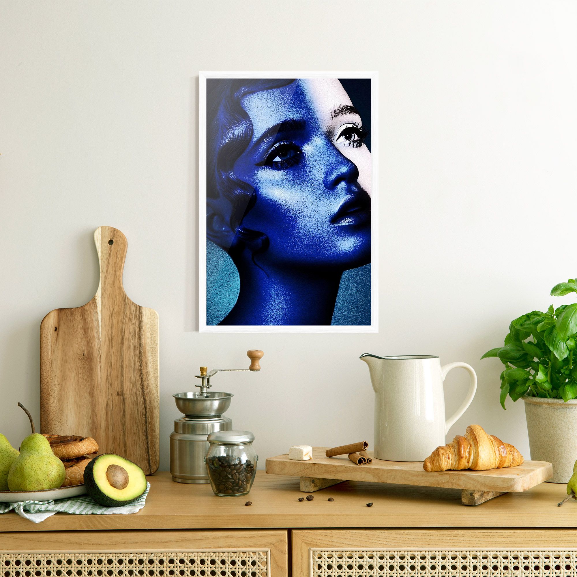 Blue White Face Art mockup 8