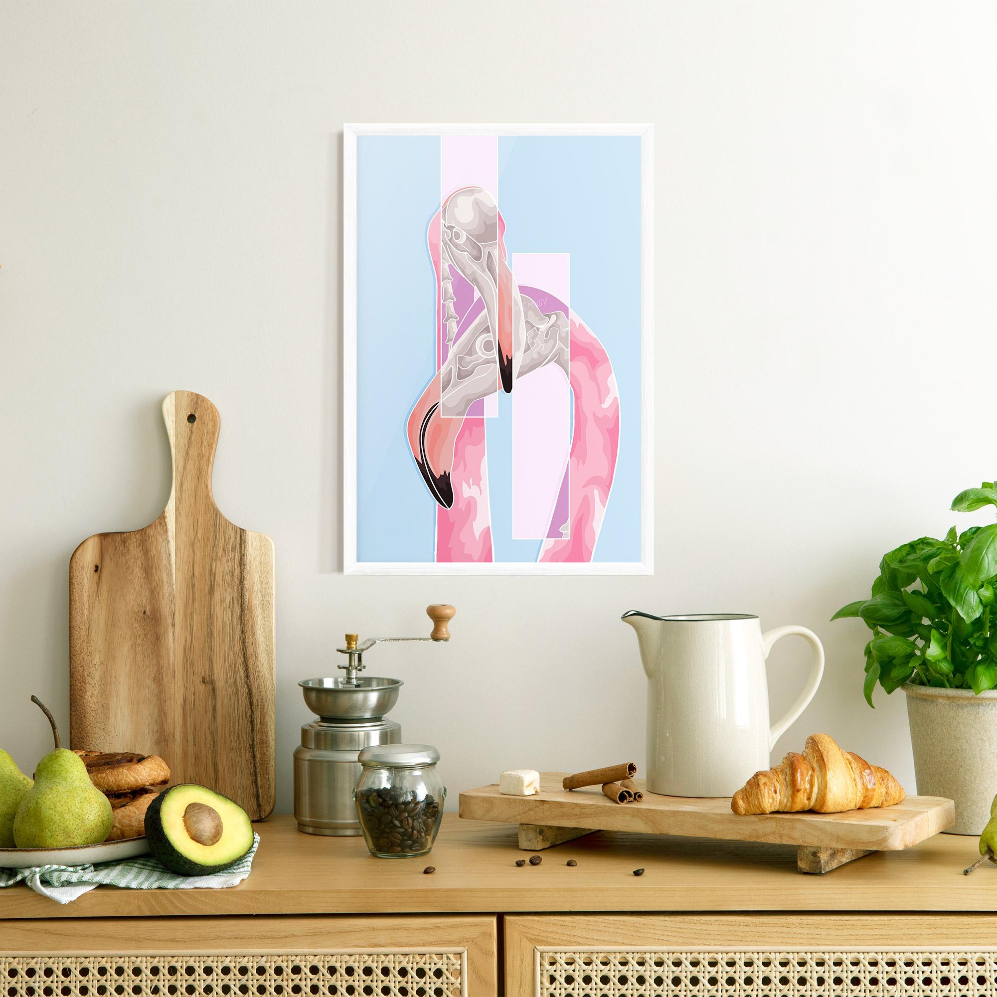 Gerahmte Poster Pink Skull Flamingo mockup 8