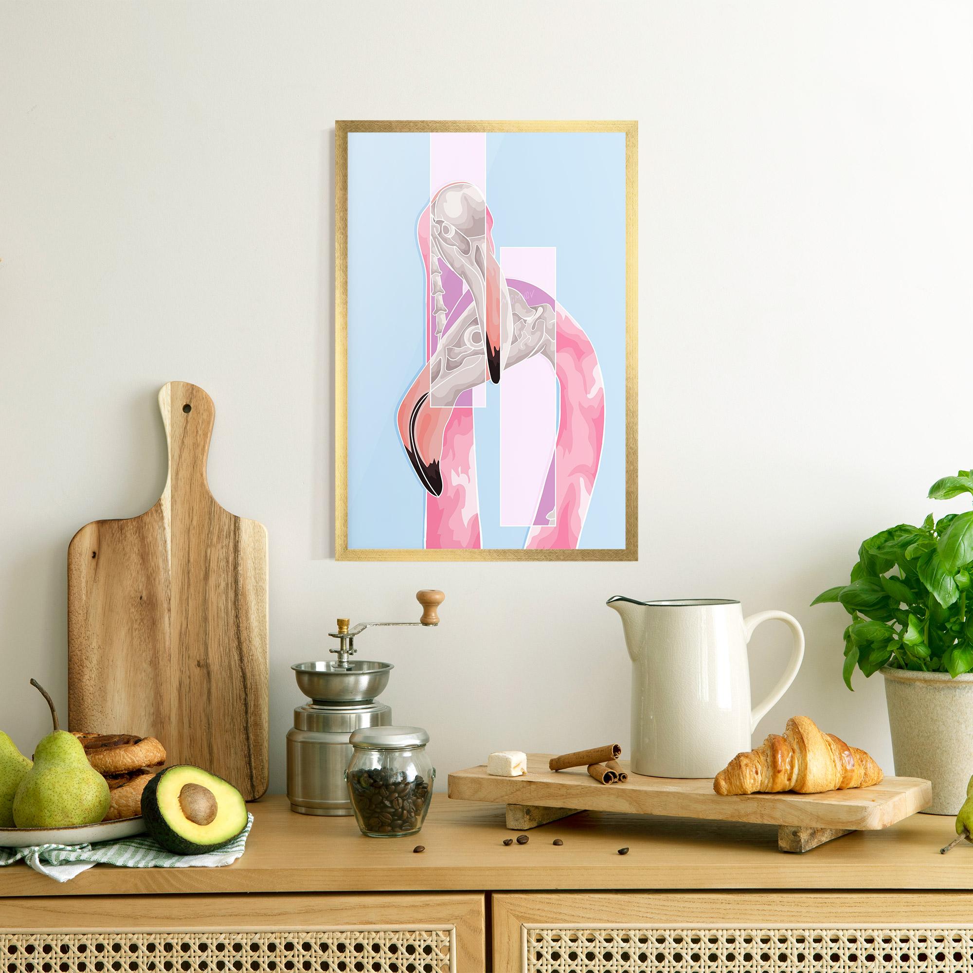 Gerahmte Poster Pink Skull Flamingo mockup 8