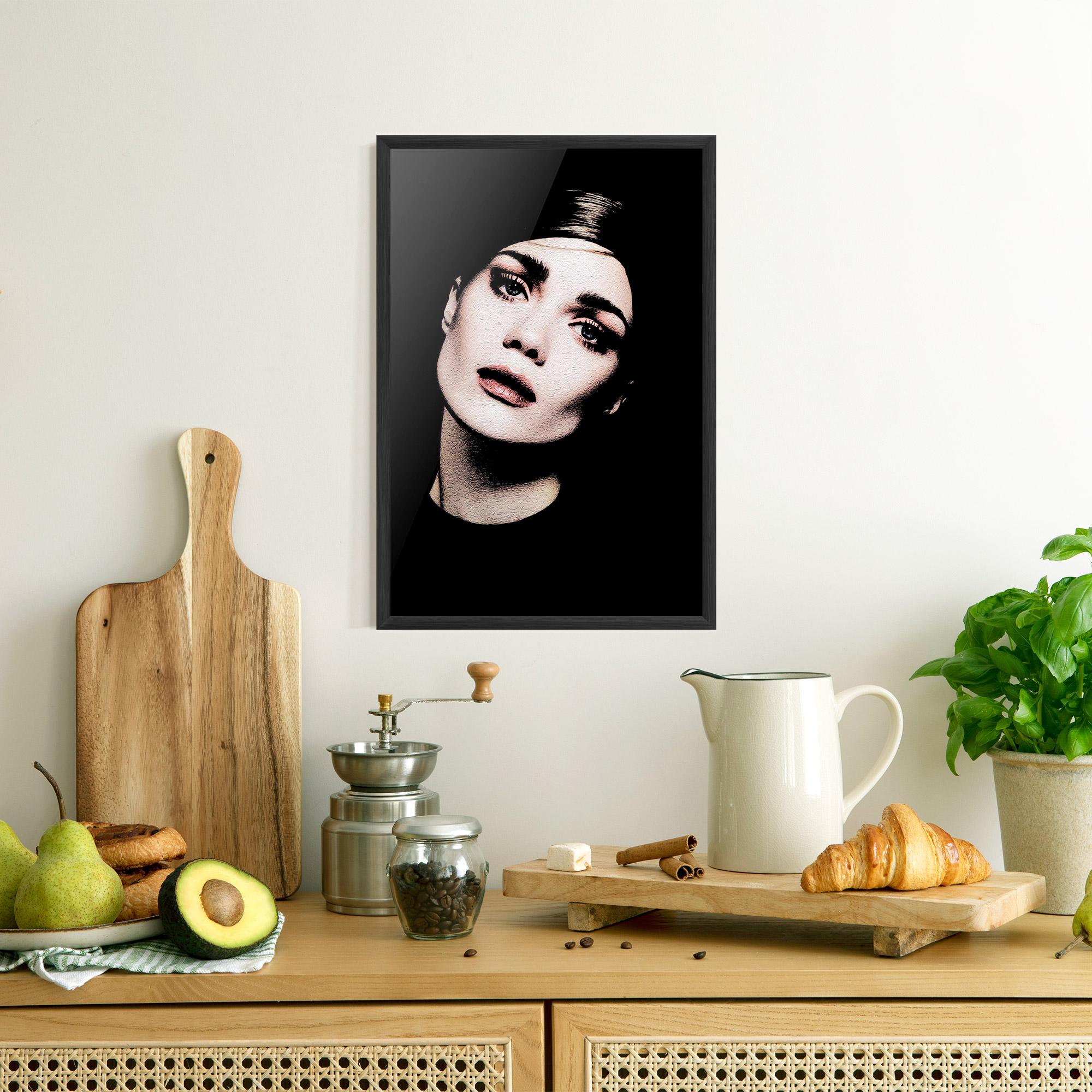 Gerahmte Poster Blue Eyes Lady mockup 8