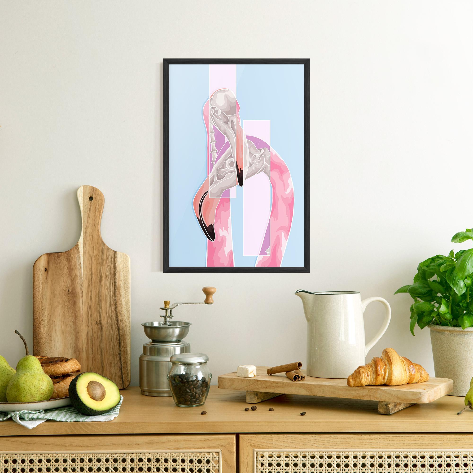 Gerahmte Poster Pink Skull Flamingo mockup 8