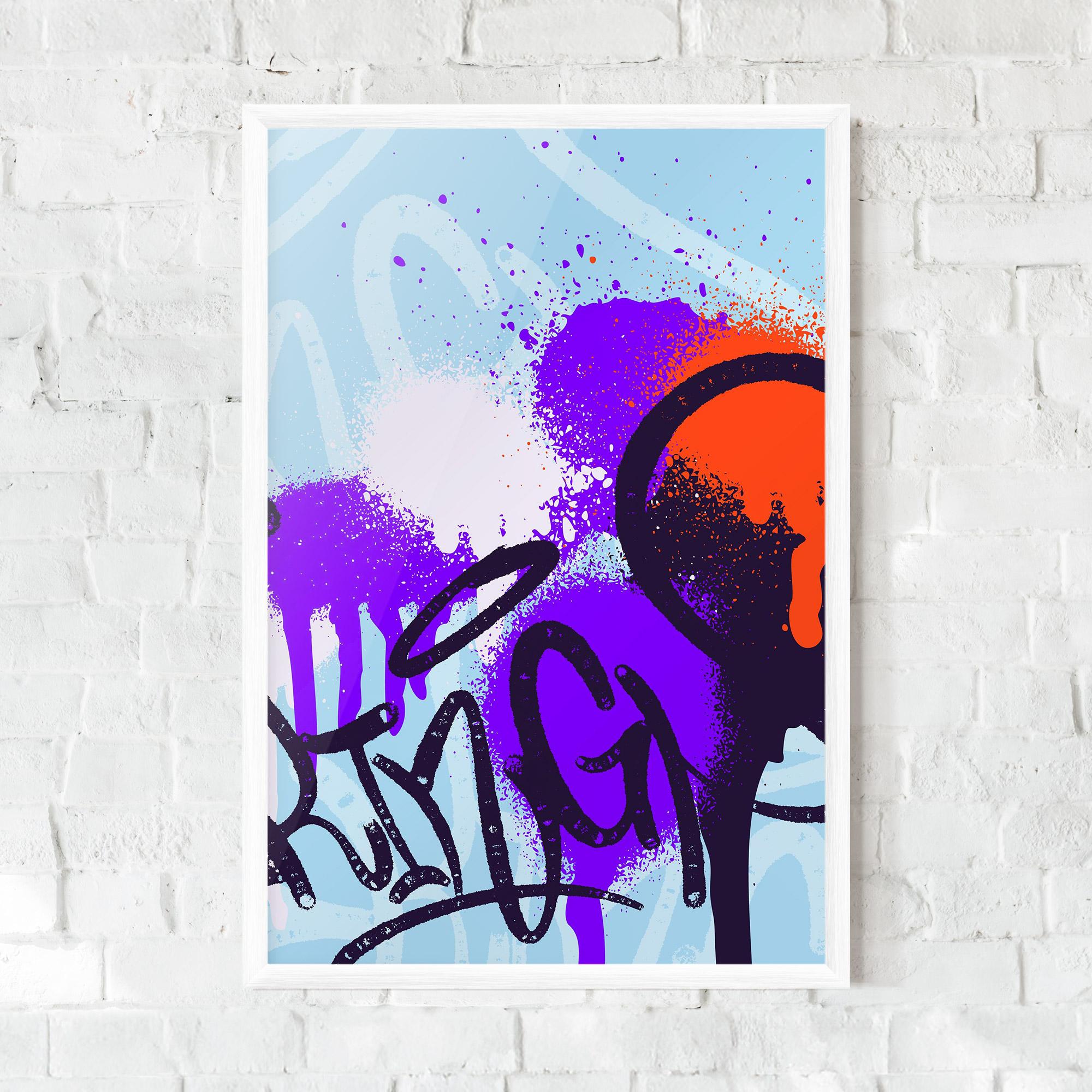 Gerahmte Poster Blue Purple Graffiti mockup 0