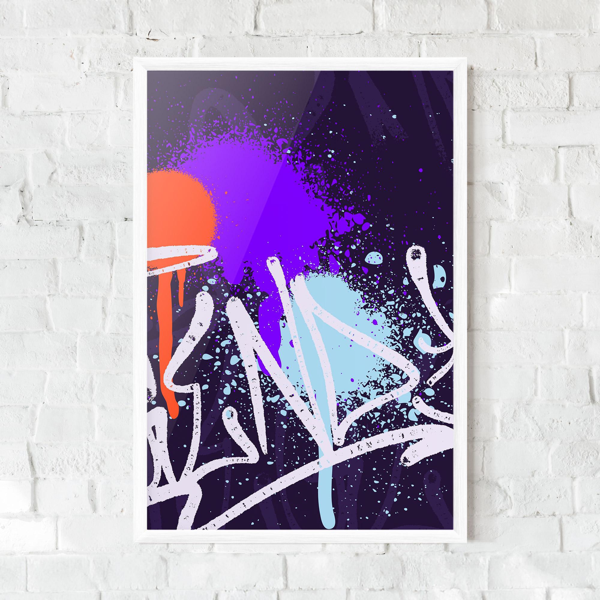 Gerahmte Poster Purple Blue Graffiti mockup 0