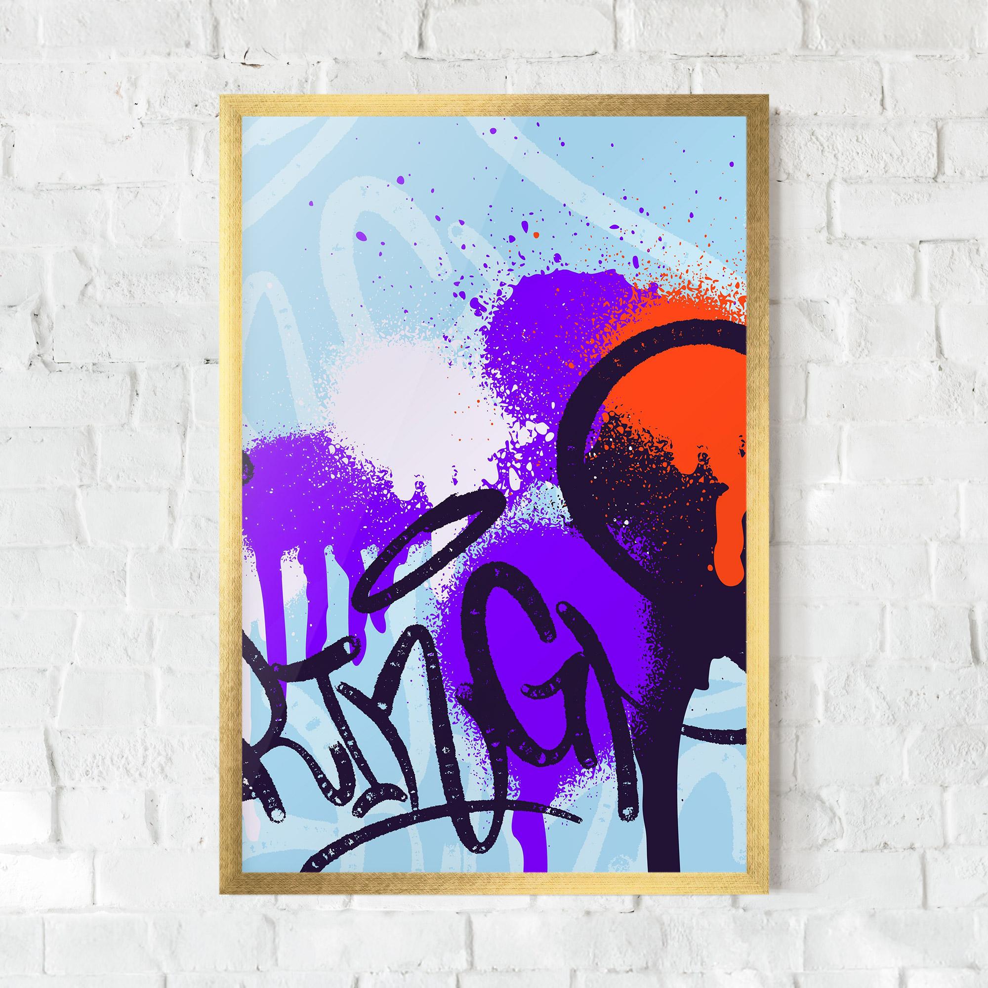 Gerahmte Poster Blue Purple Graffiti mockup 0