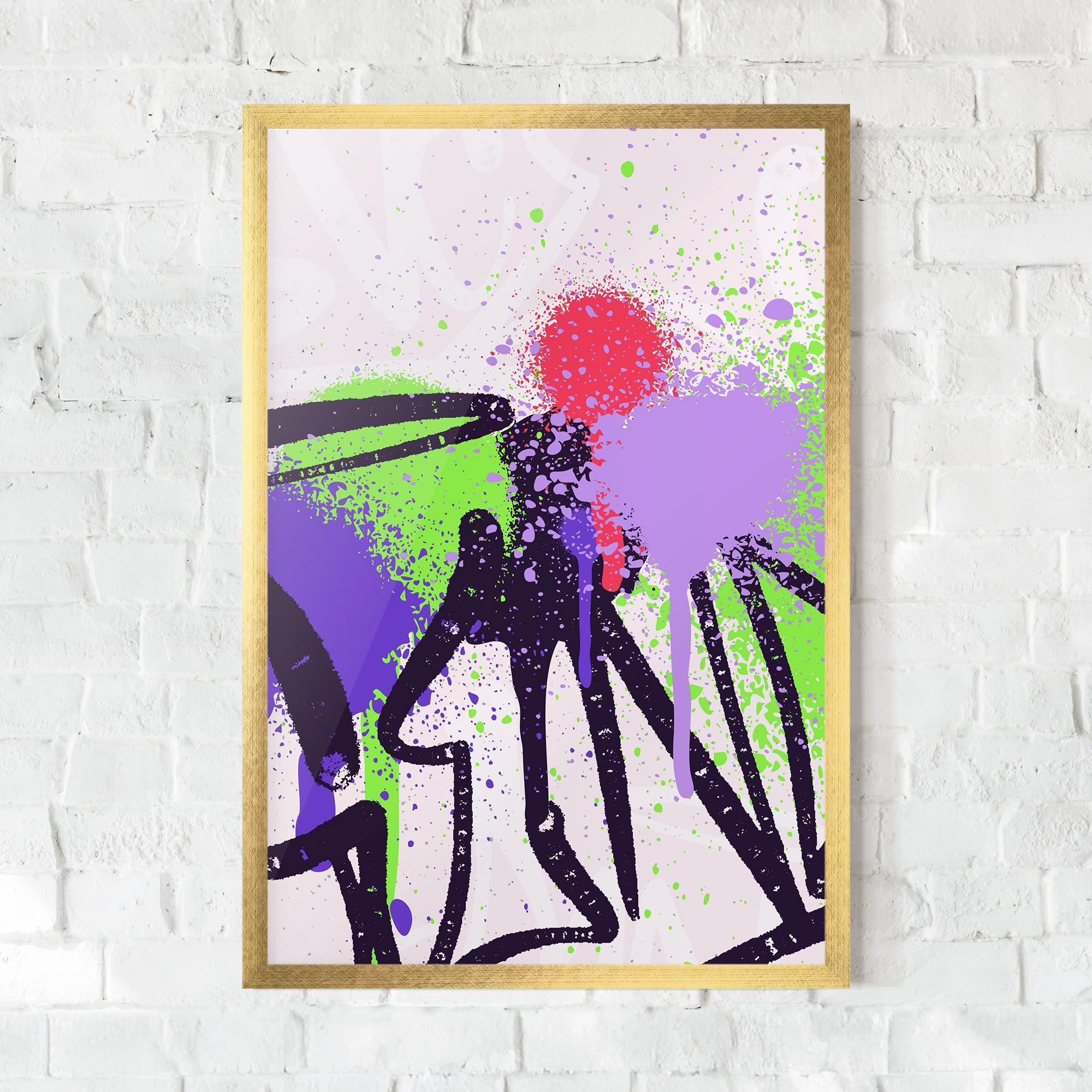 Gerahmte Poster Green Purple Graffiti mockup 0