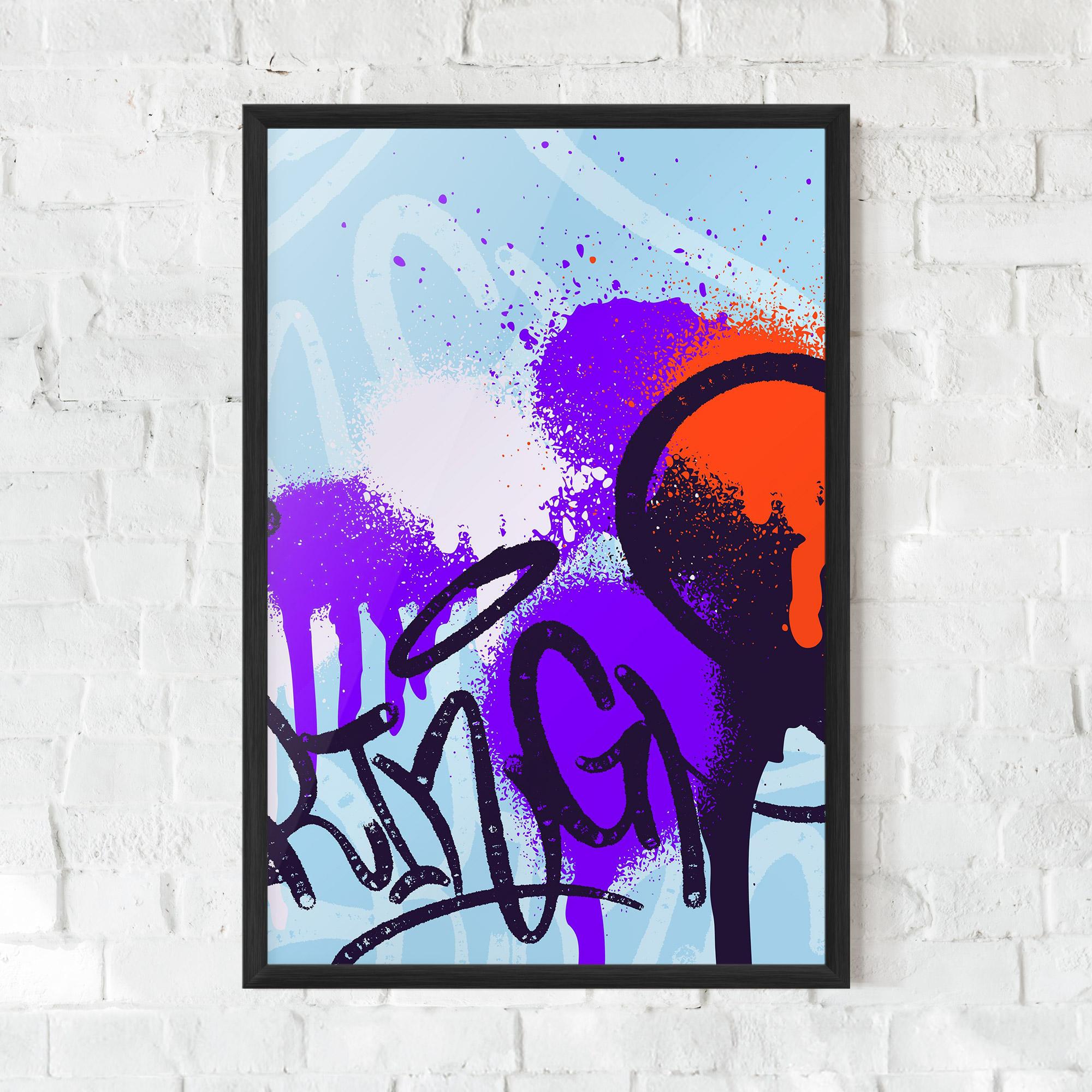 Gerahmte Poster Blue Purple Graffiti mockup 0