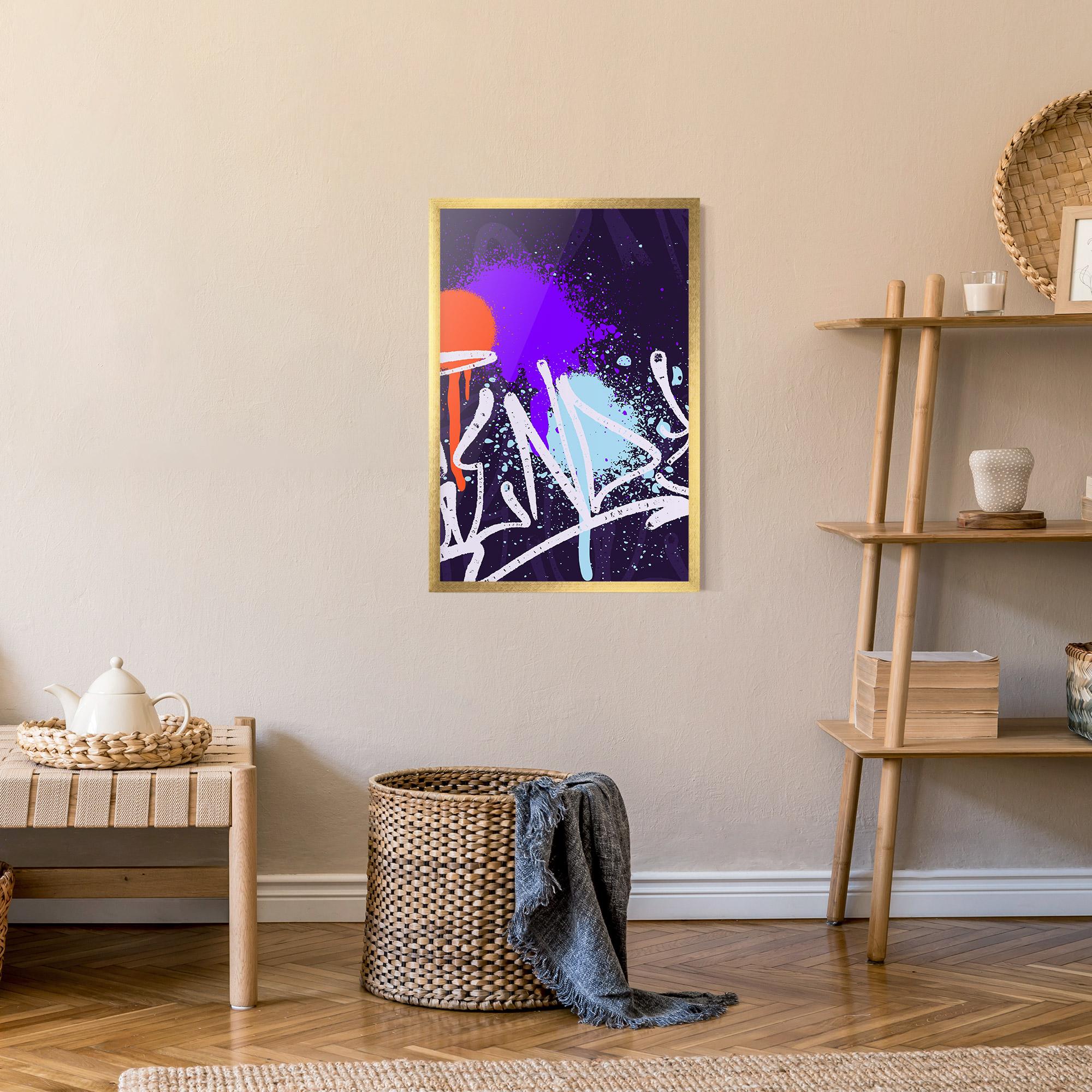 Gerahmte Poster Purple Blue Graffiti mockup 9