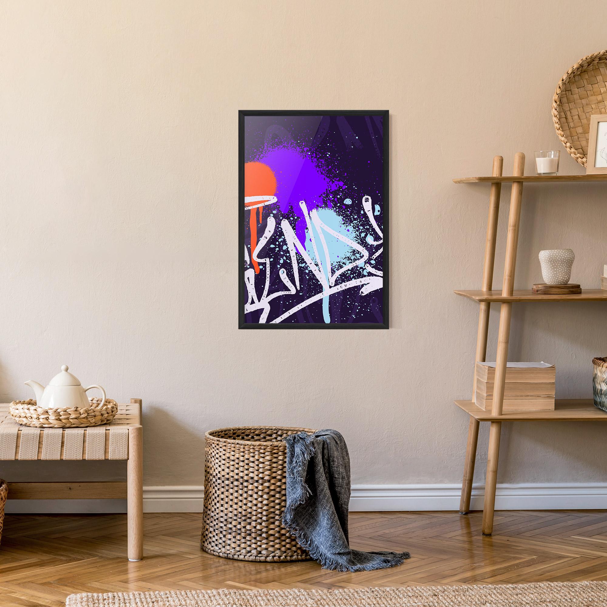 Gerahmte Poster Purple Blue Graffiti mockup 9