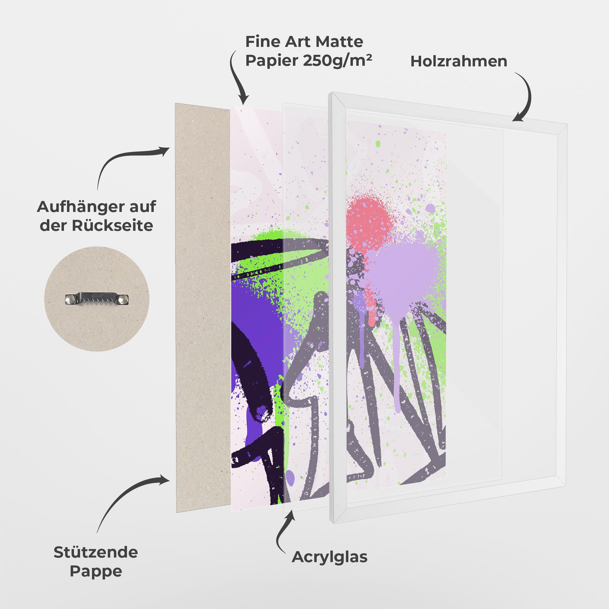 Gerahmte Poster Green Purple Graffiti mockup 1