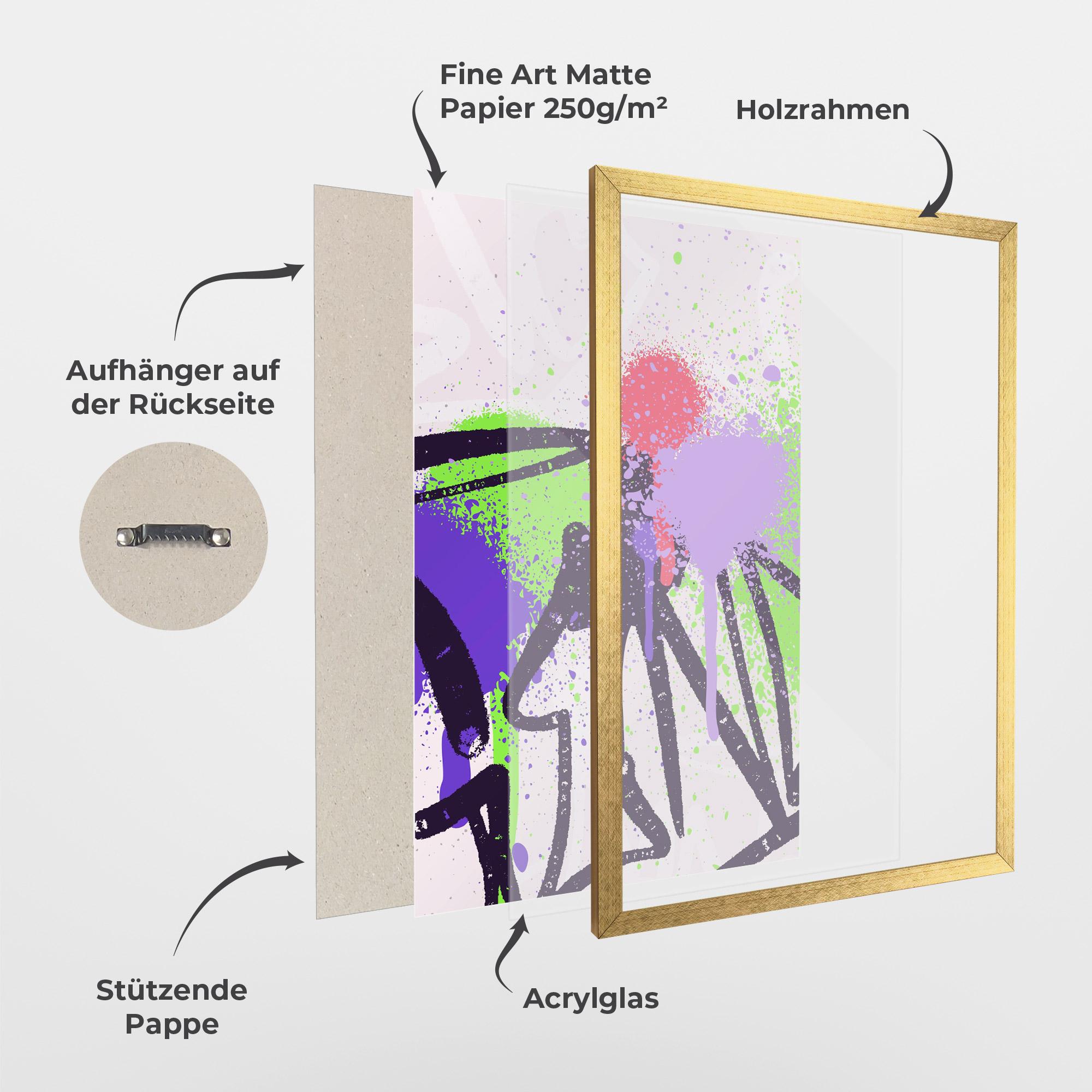 Gerahmte Poster Green Purple Graffiti mockup 1