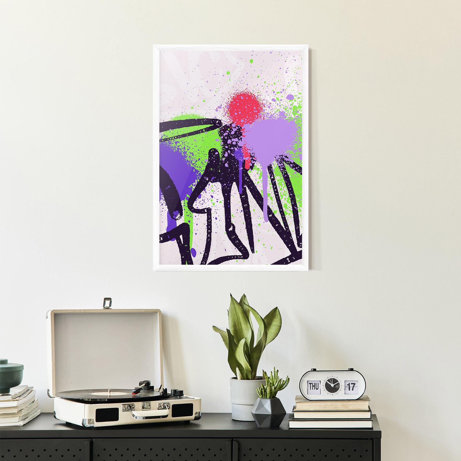 Gerahmte Poster Green Purple Graffiti mockup 2