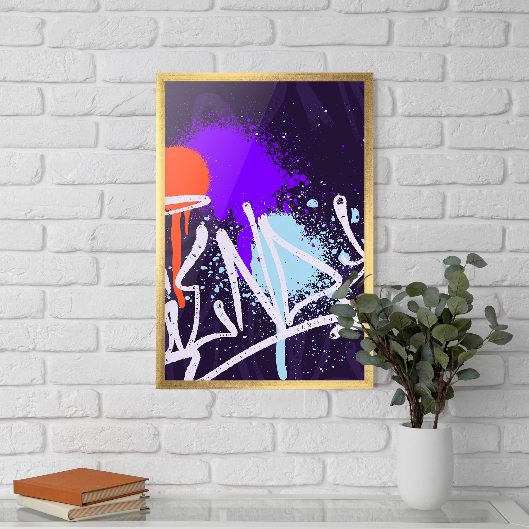 Gerahmte Poster Purple Blue Graffiti mockup 5