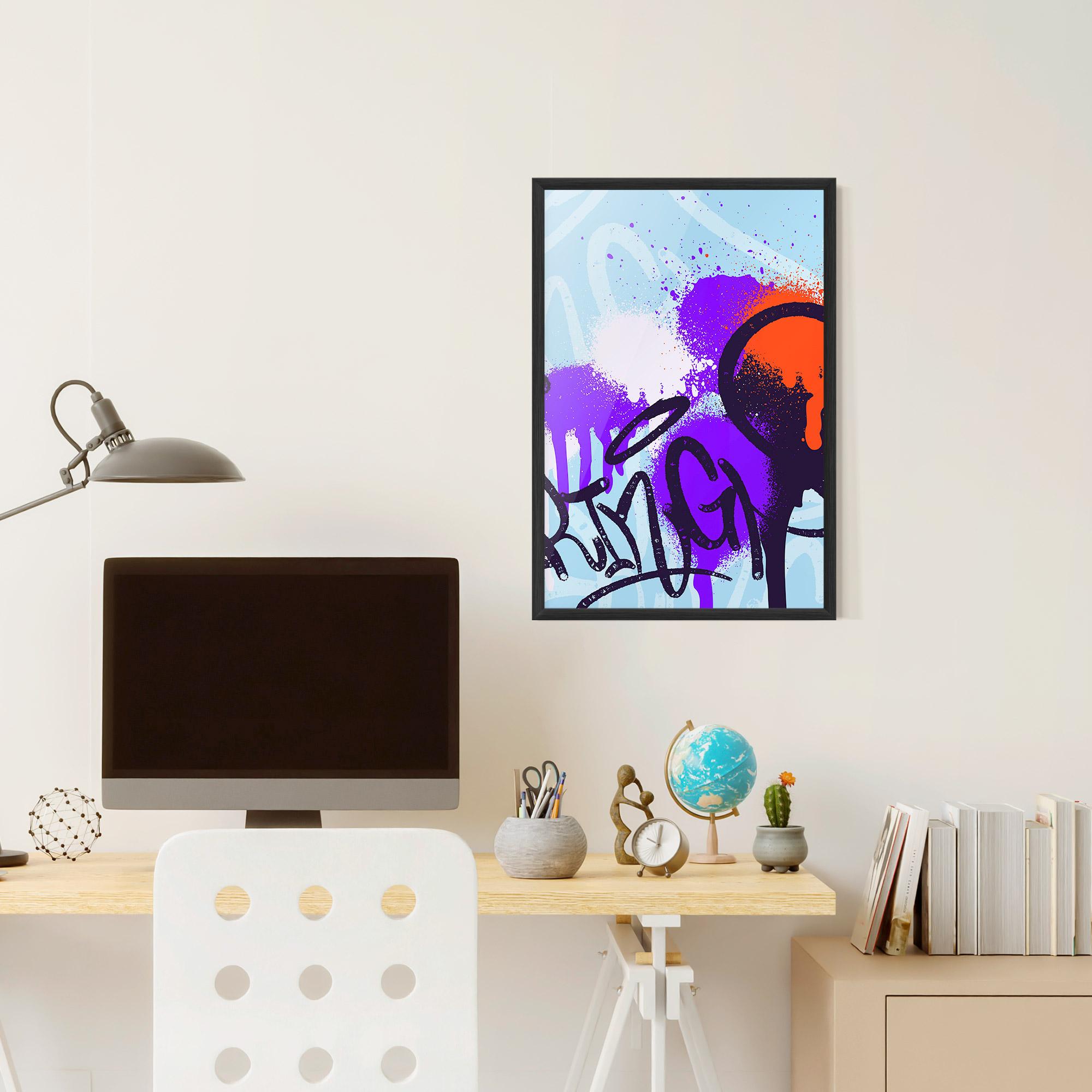 Gerahmte Poster Blue Purple Graffiti mockup 6