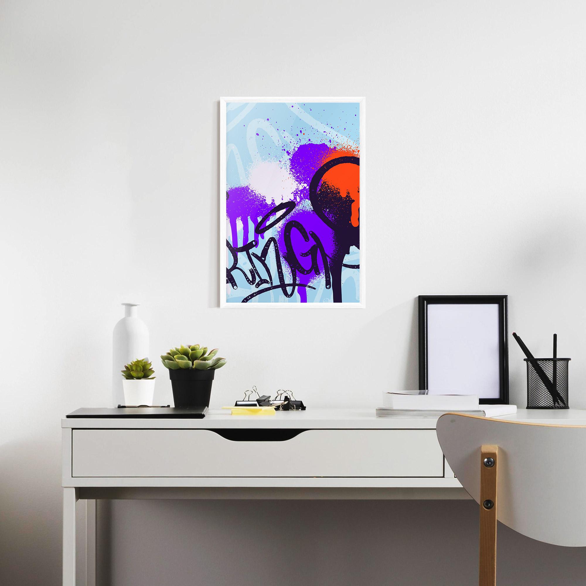 Gerahmte Poster Blue Purple Graffiti mockup 7