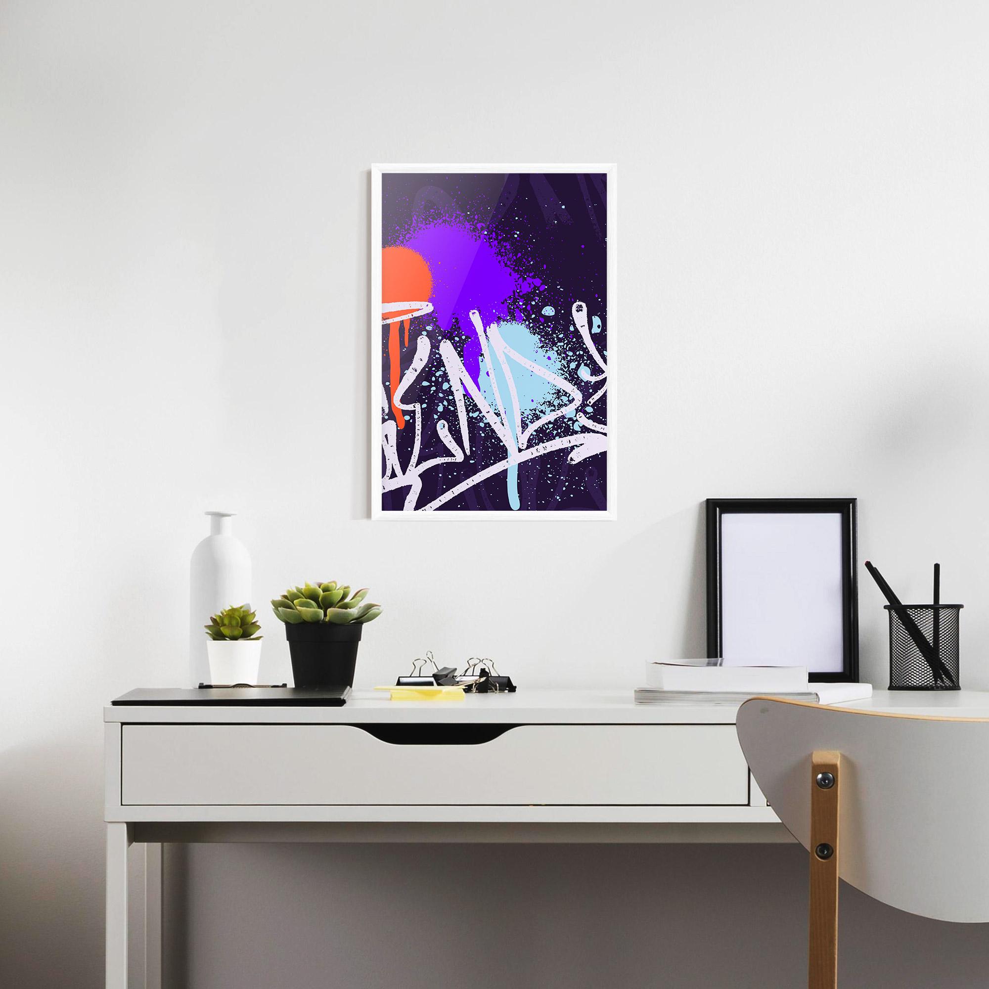 Gerahmte Poster Purple Blue Graffiti mockup 7