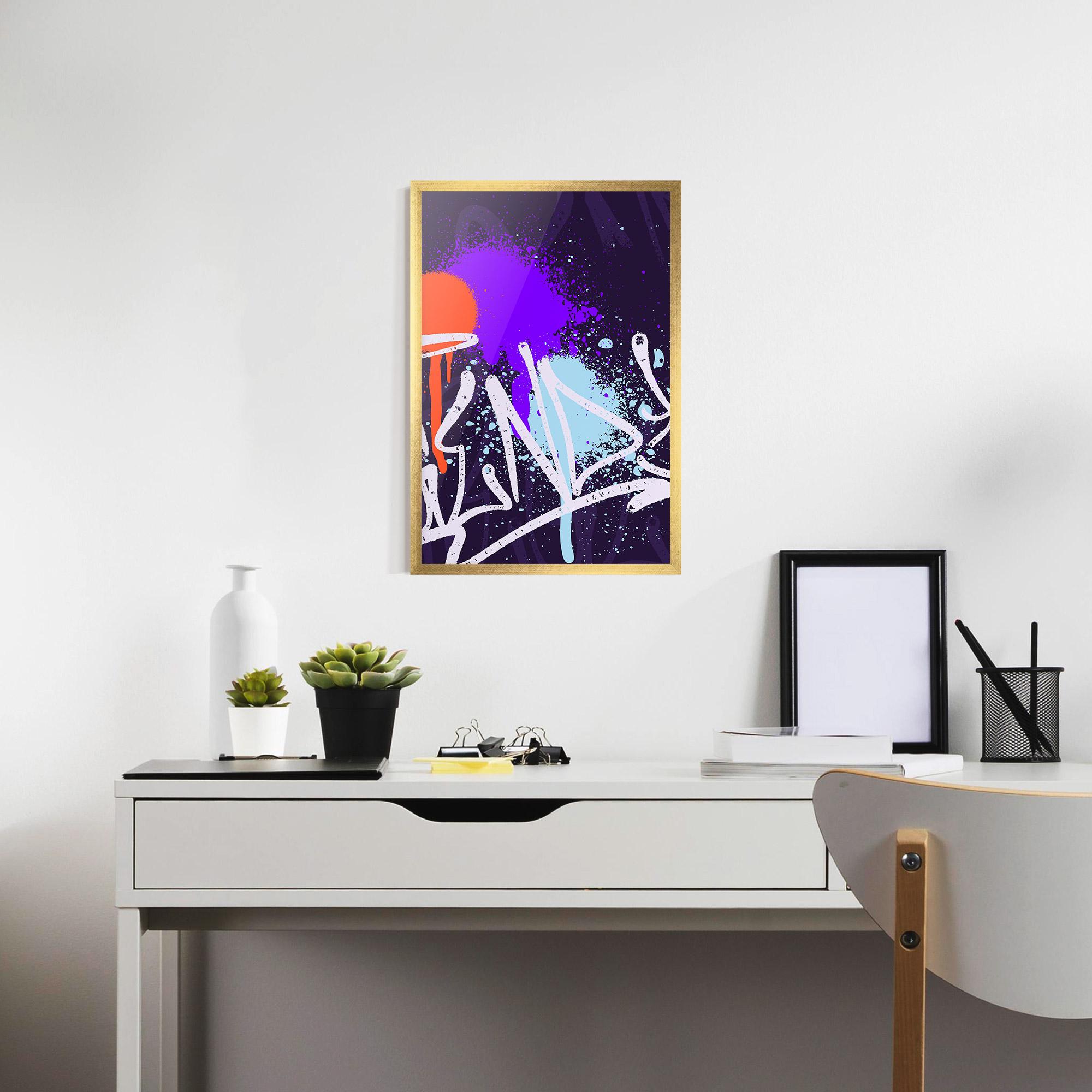 Gerahmte Poster Purple Blue Graffiti mockup 7