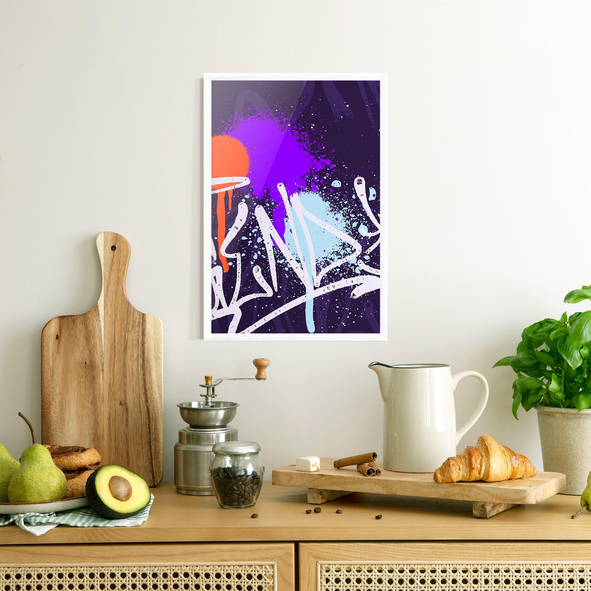 Gerahmte Poster Purple Blue Graffiti mockup 8