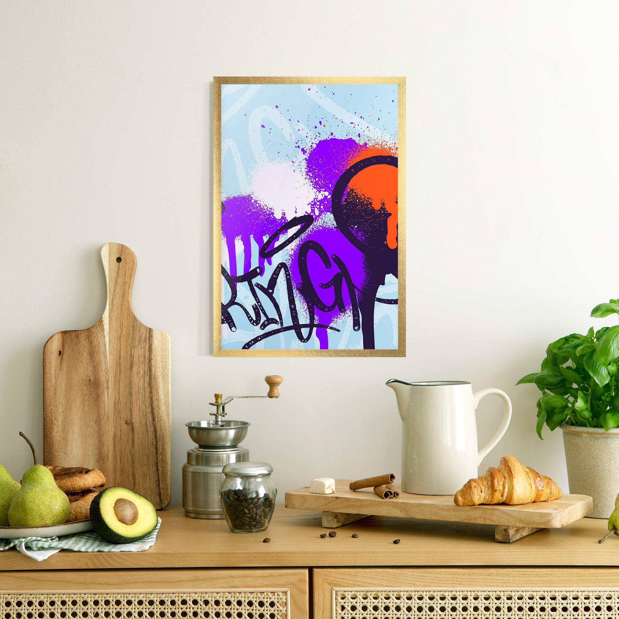 Gerahmte Poster Blue Purple Graffiti mockup 8