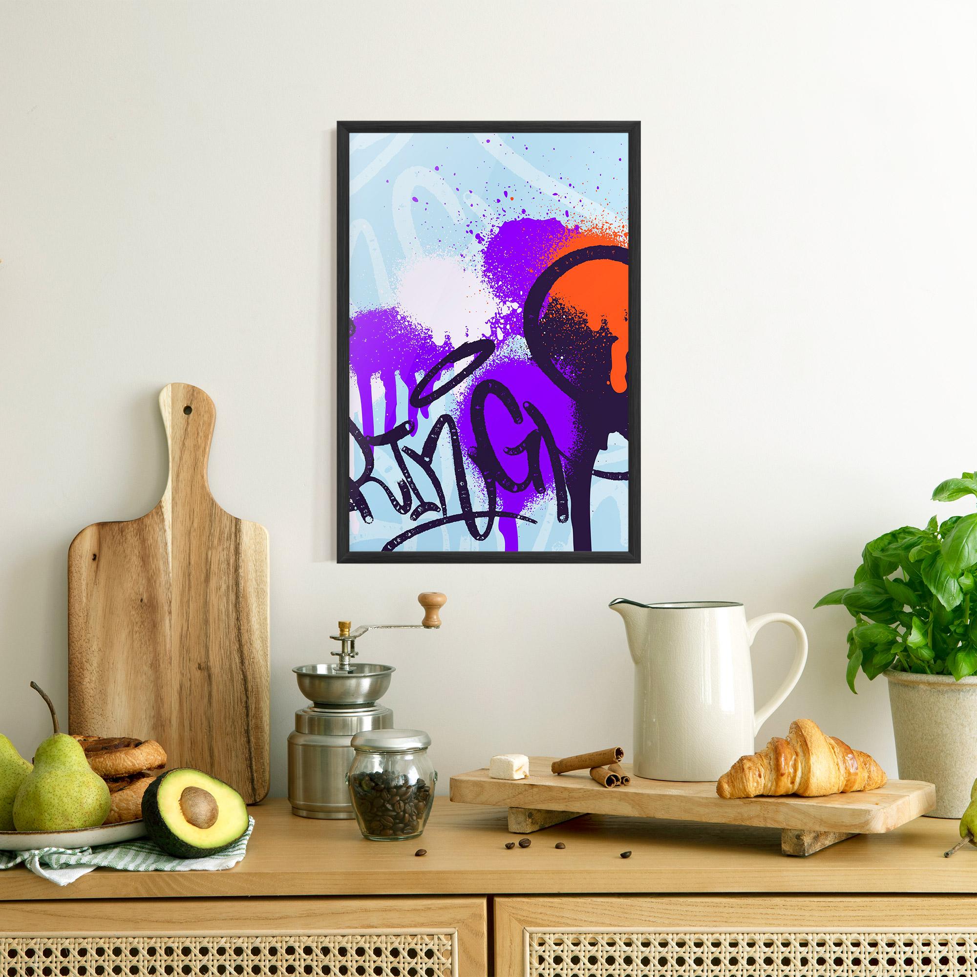 Gerahmte Poster Blue Purple Graffiti mockup 8