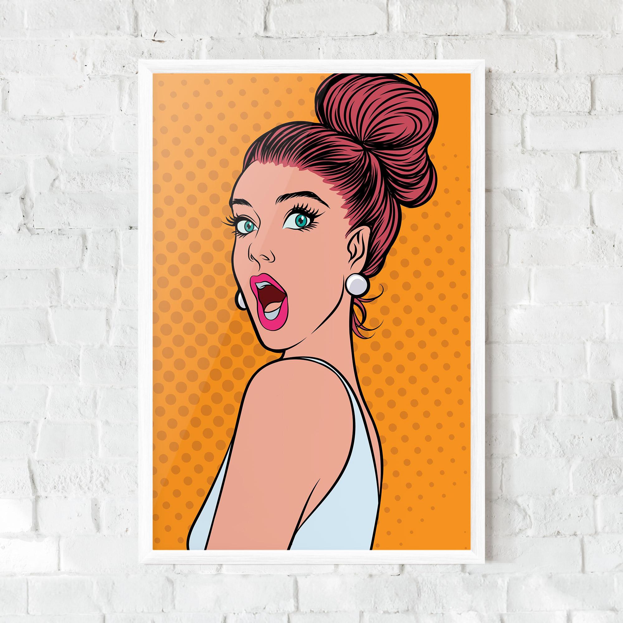 Gerahmte Poster Pop Comic Lady mockup 0