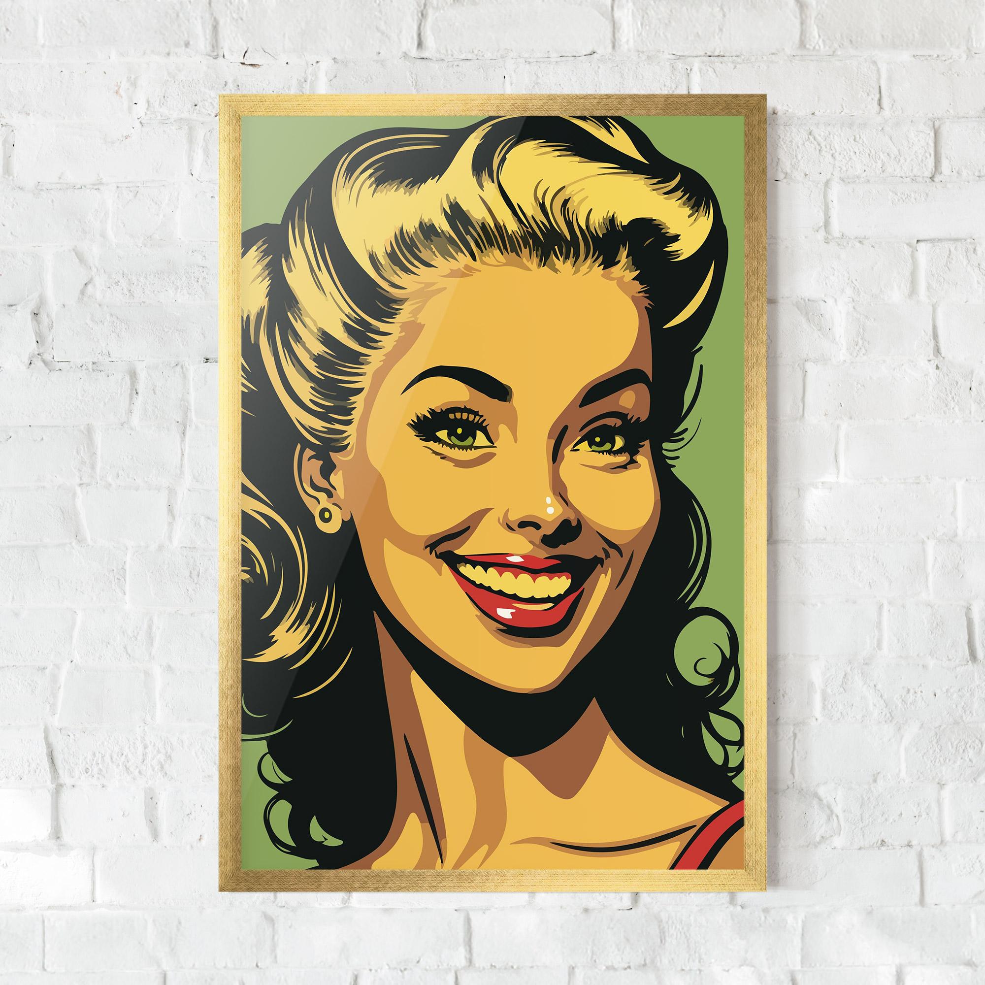 Gerahmte Poster Green Light Pop Lady mockup 0