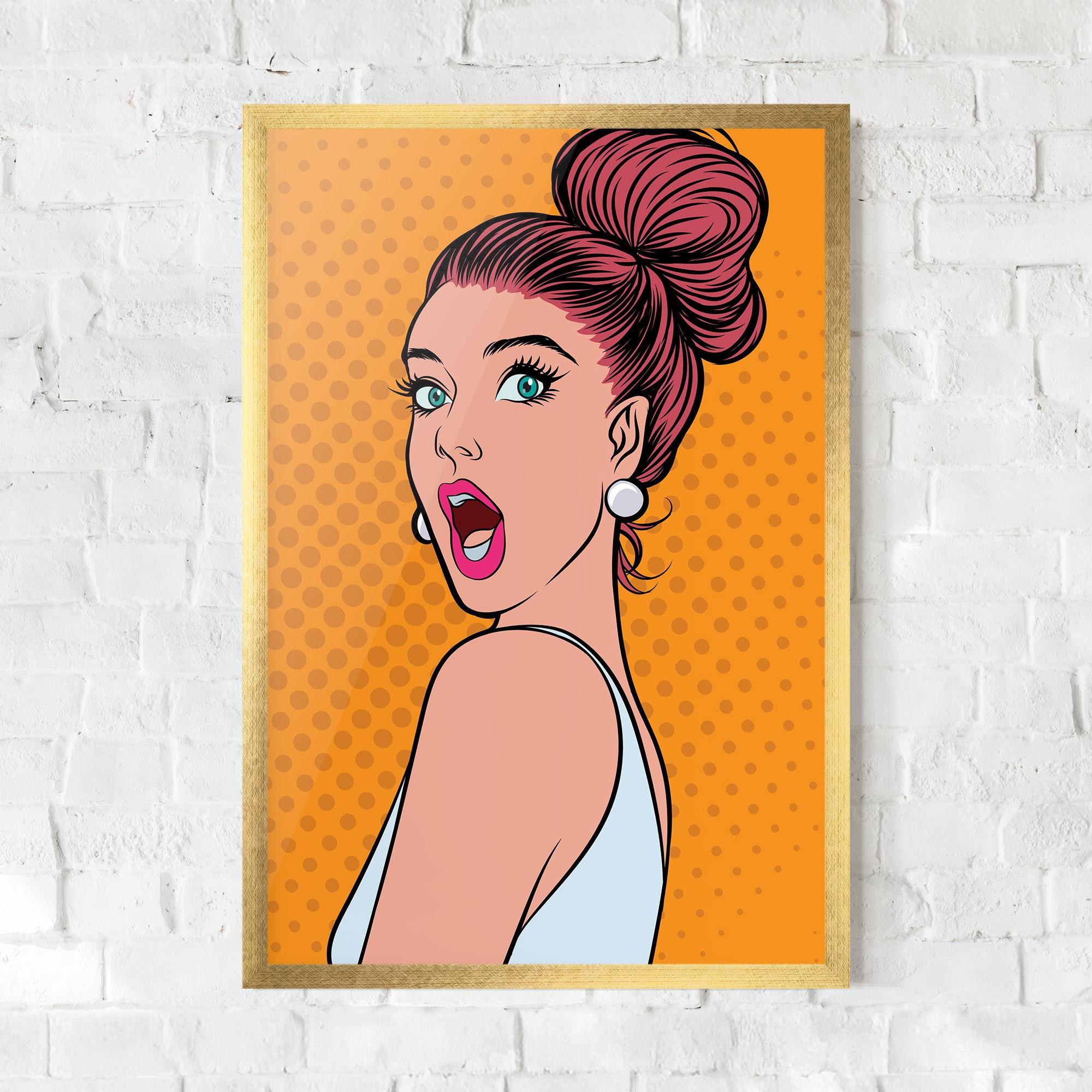 Gerahmte Poster Pop Comic Lady mockup 0