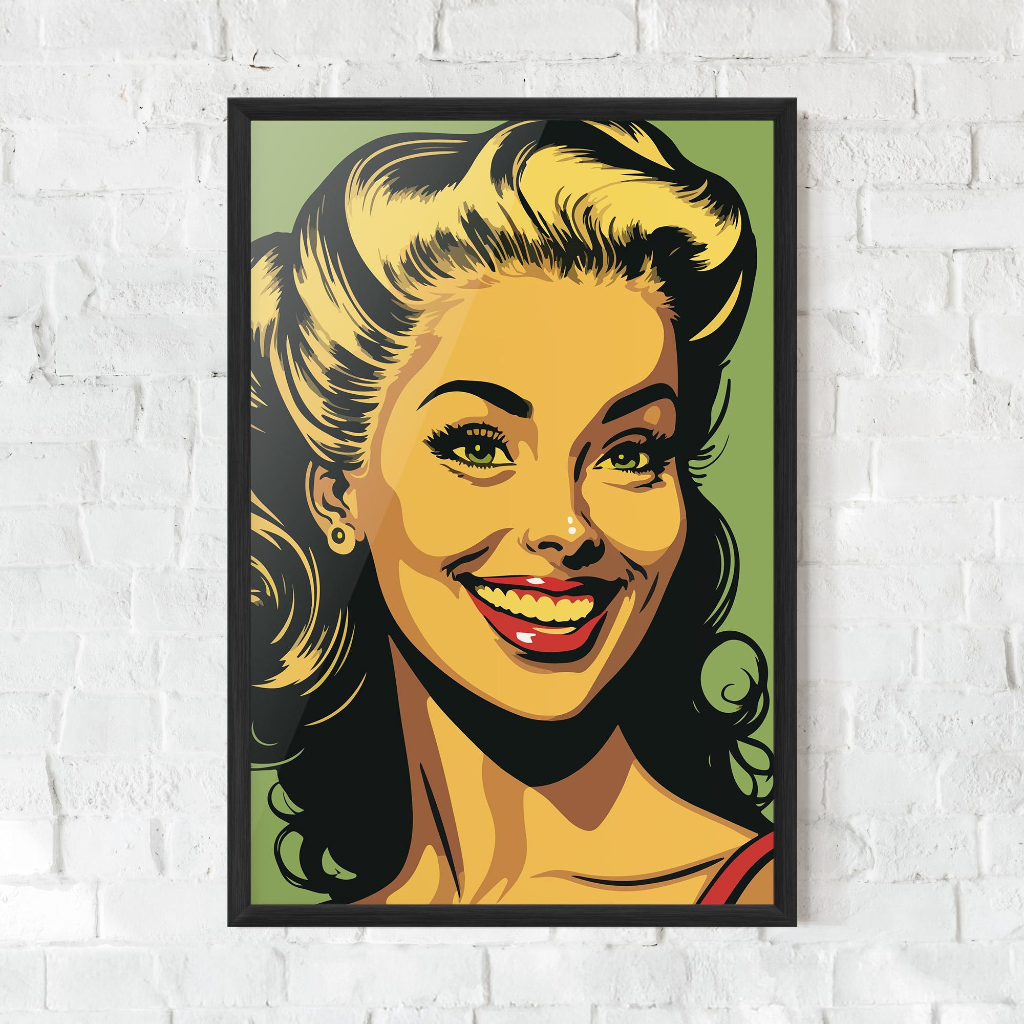 Gerahmte Poster Green Light Pop Lady mockup 0