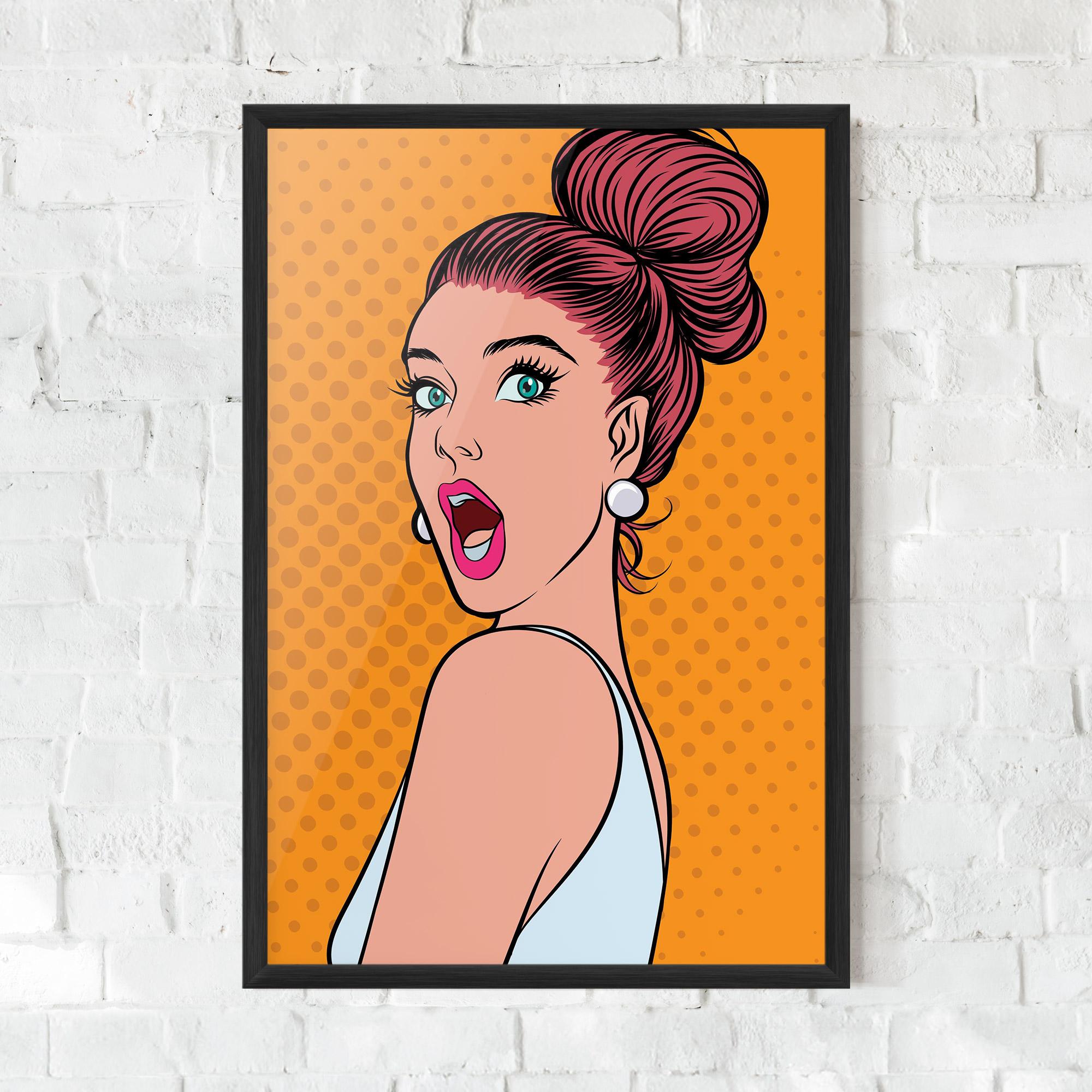 Gerahmte Poster Pop Comic Lady mockup 0