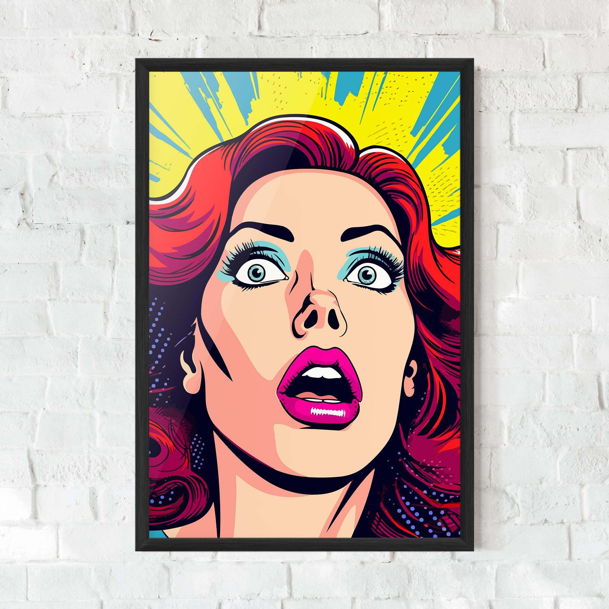 Gerahmte Poster Pop Scared Woman mockup 0