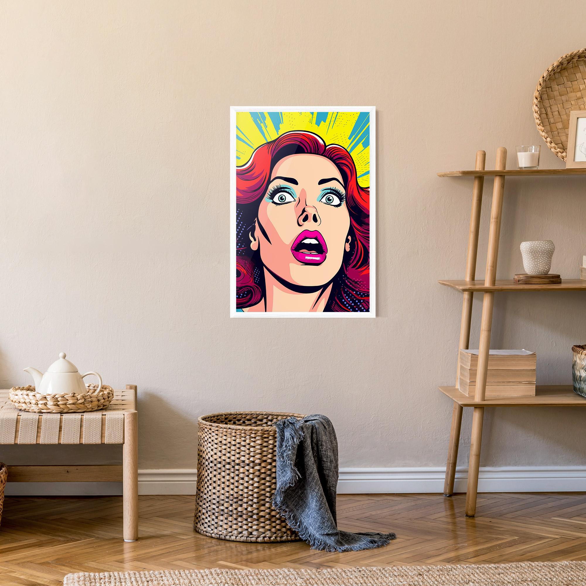 Gerahmte Poster Pop Scared Woman mockup 9