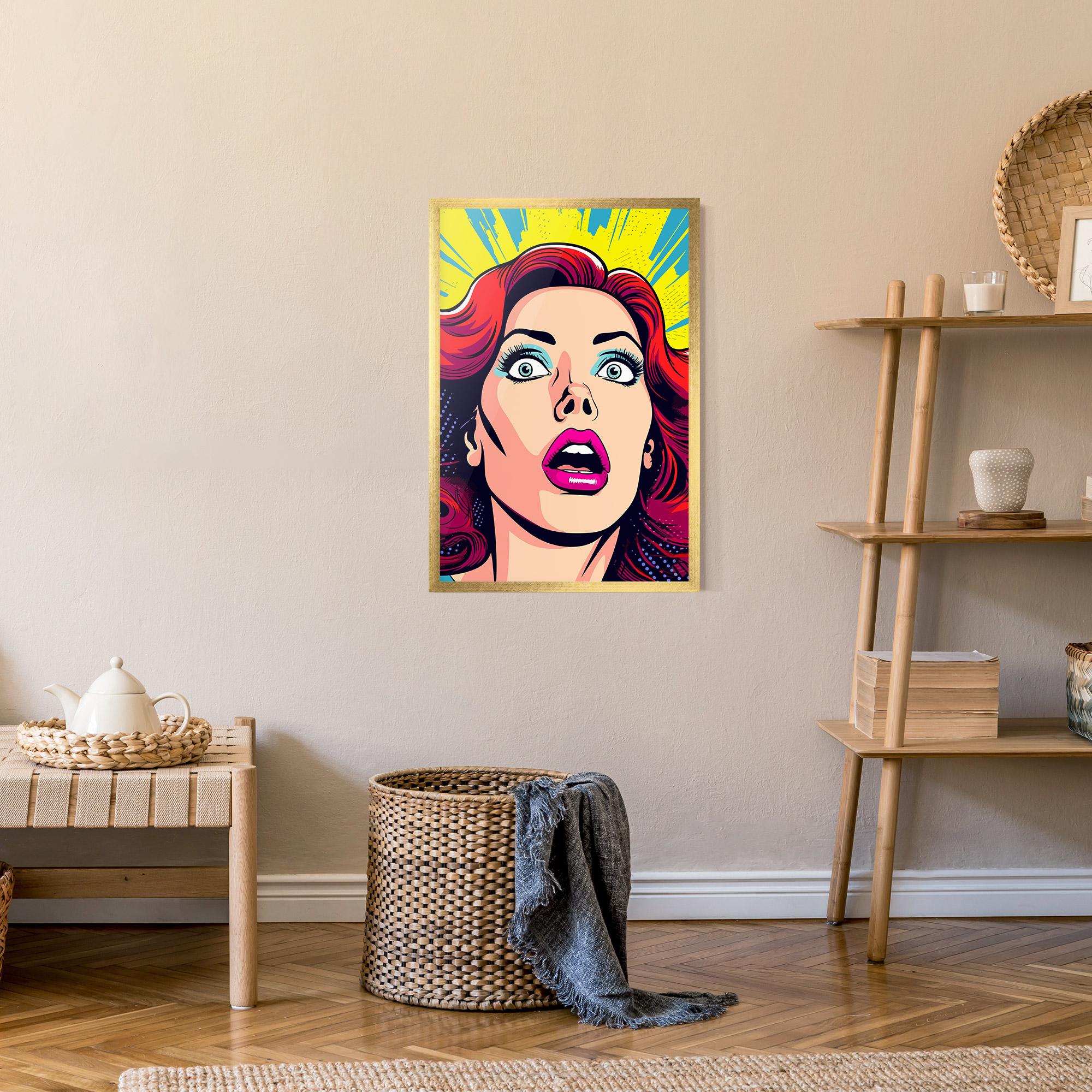 Gerahmte Poster Pop Scared Woman mockup 9