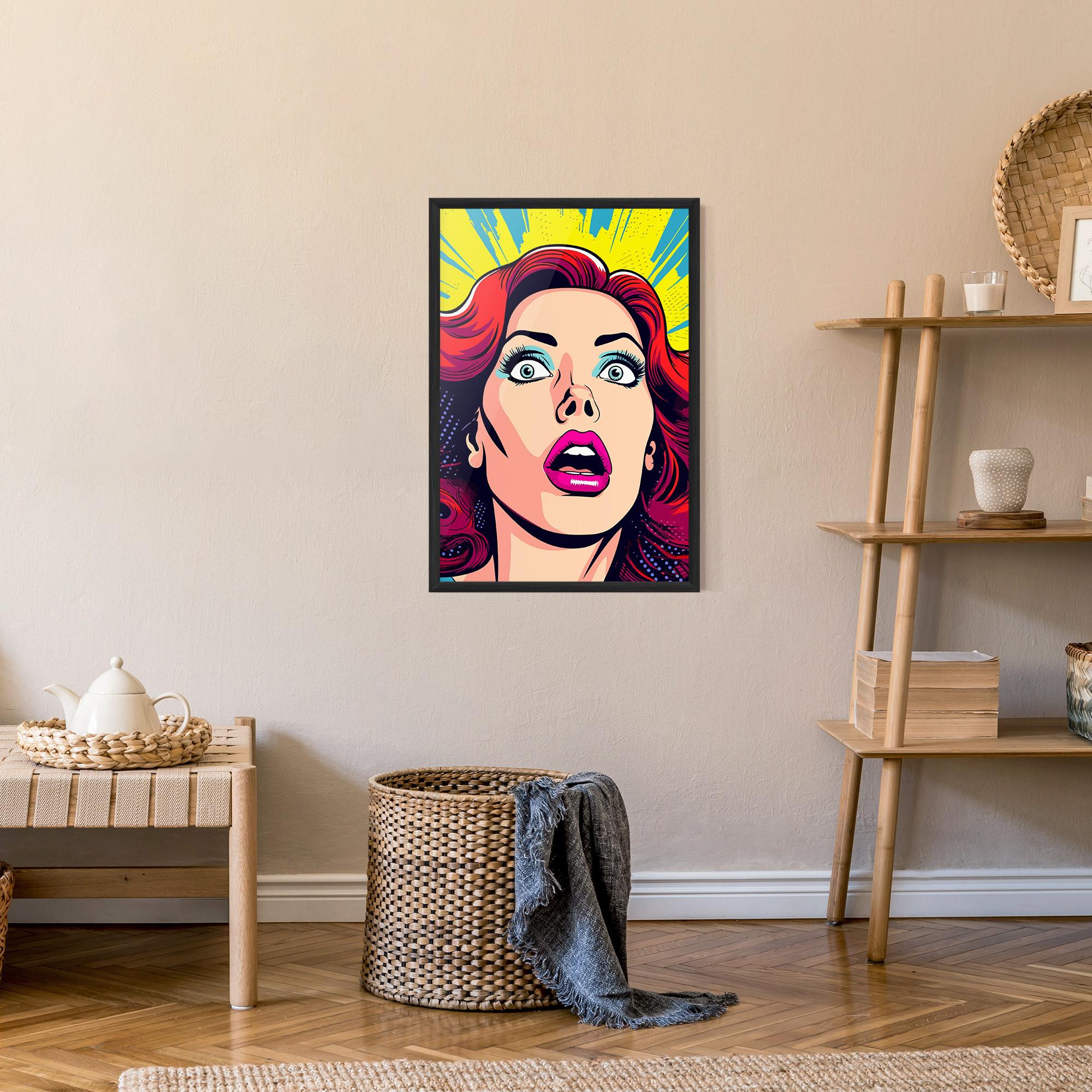 Gerahmte Poster Pop Scared Woman mockup 9