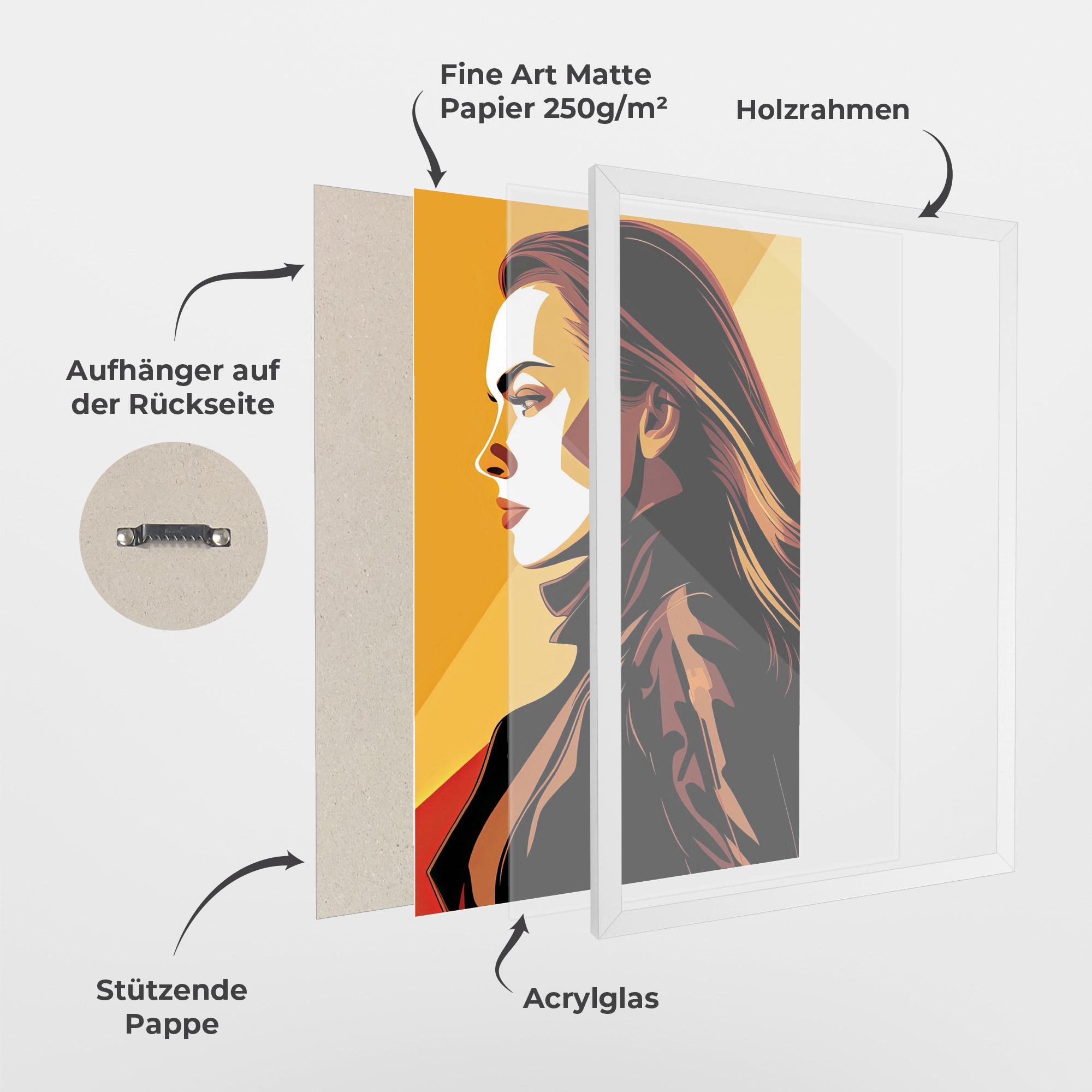 Gerahmte Poster Graphical Pop Girl mockup 1