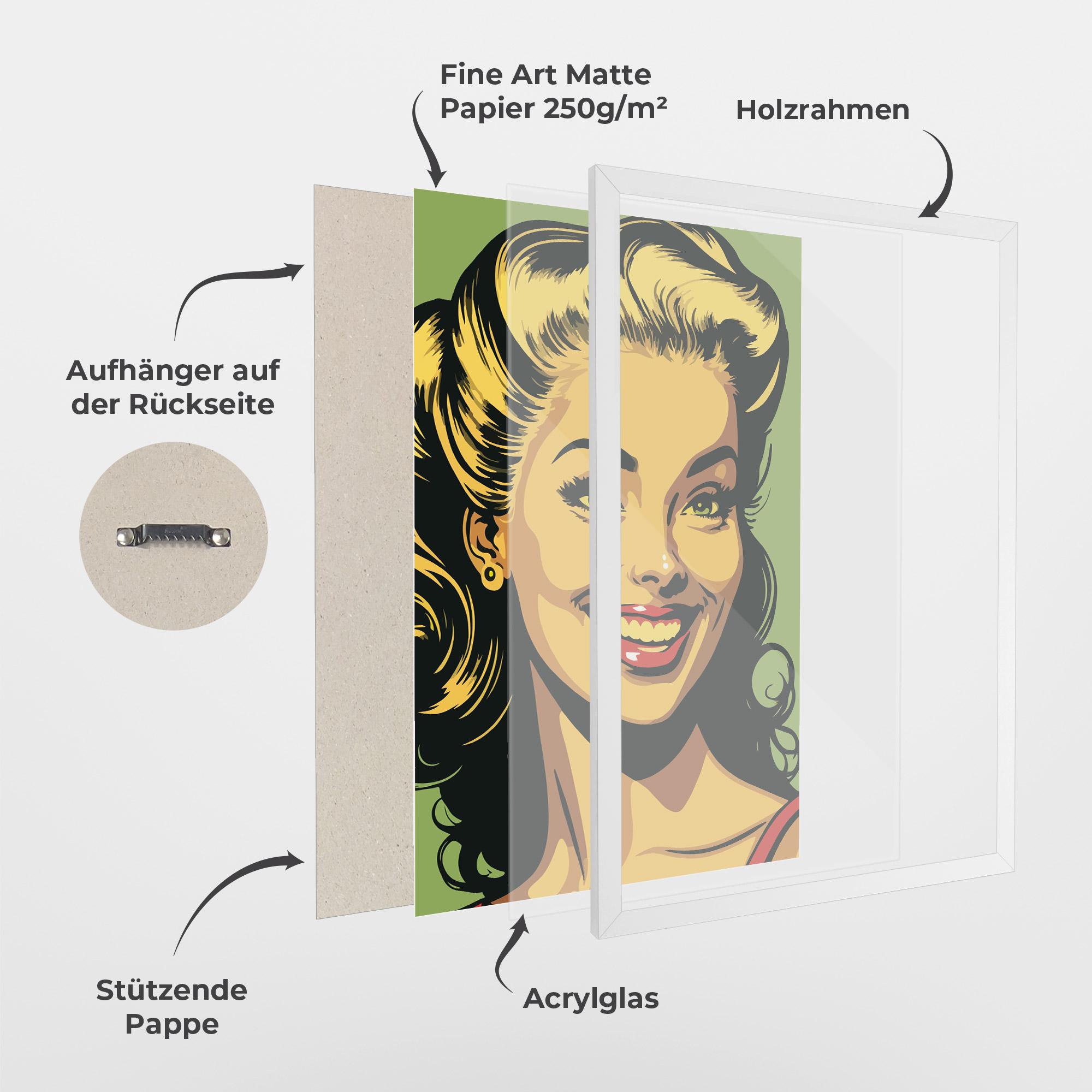 Gerahmte Poster Green Light Pop Lady mockup 1