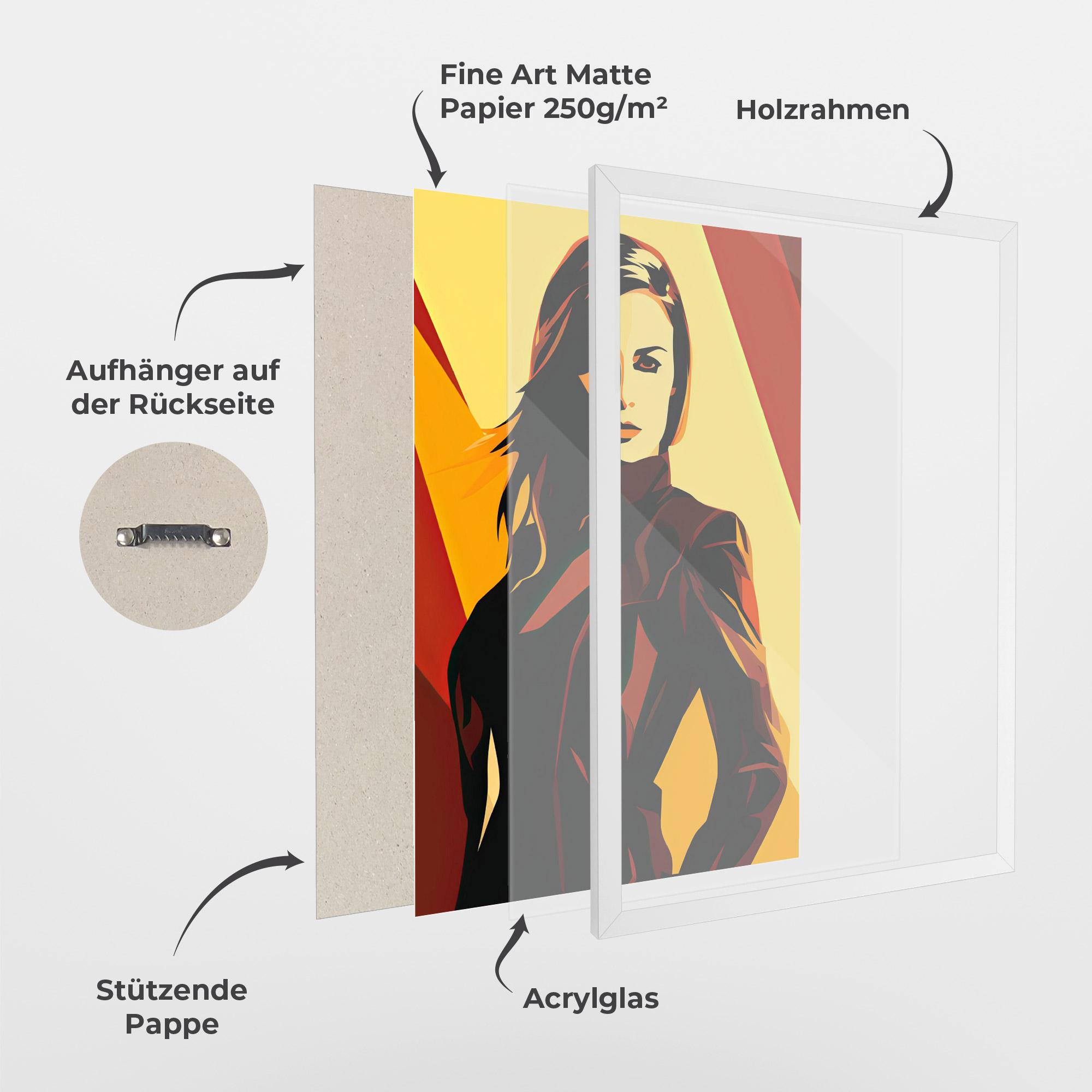 Gerahmte Poster Pop Graphical Woman mockup 1