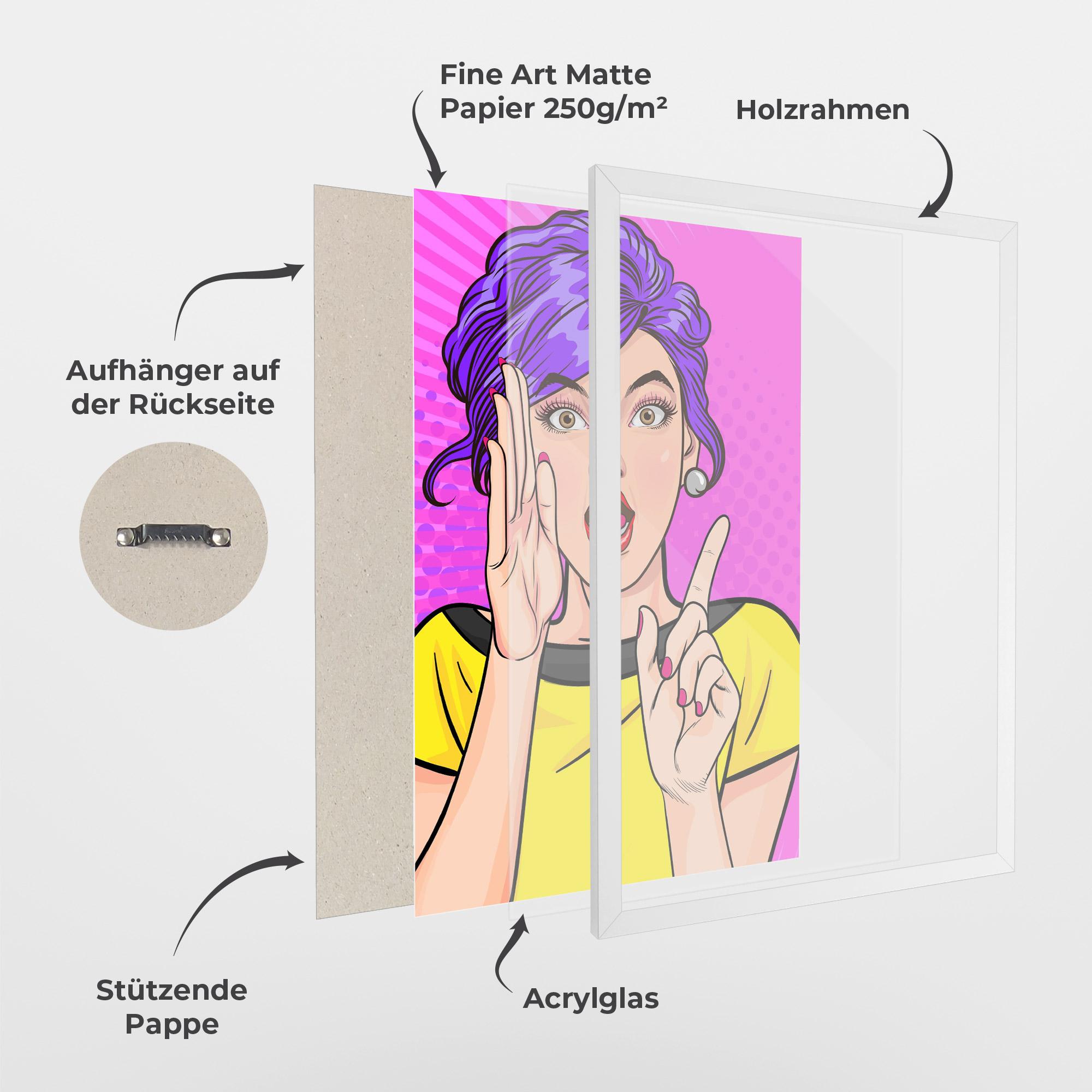 Gerahmte Poster Surprised Pop Woman mockup 1