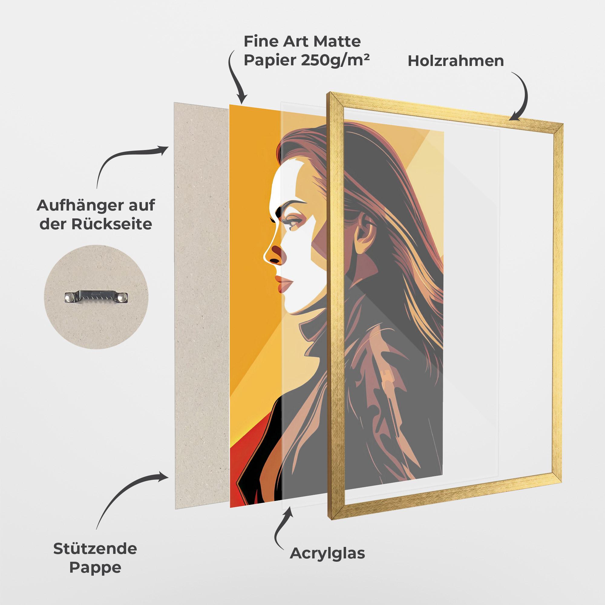 Gerahmte Poster Graphical Pop Girl mockup 1