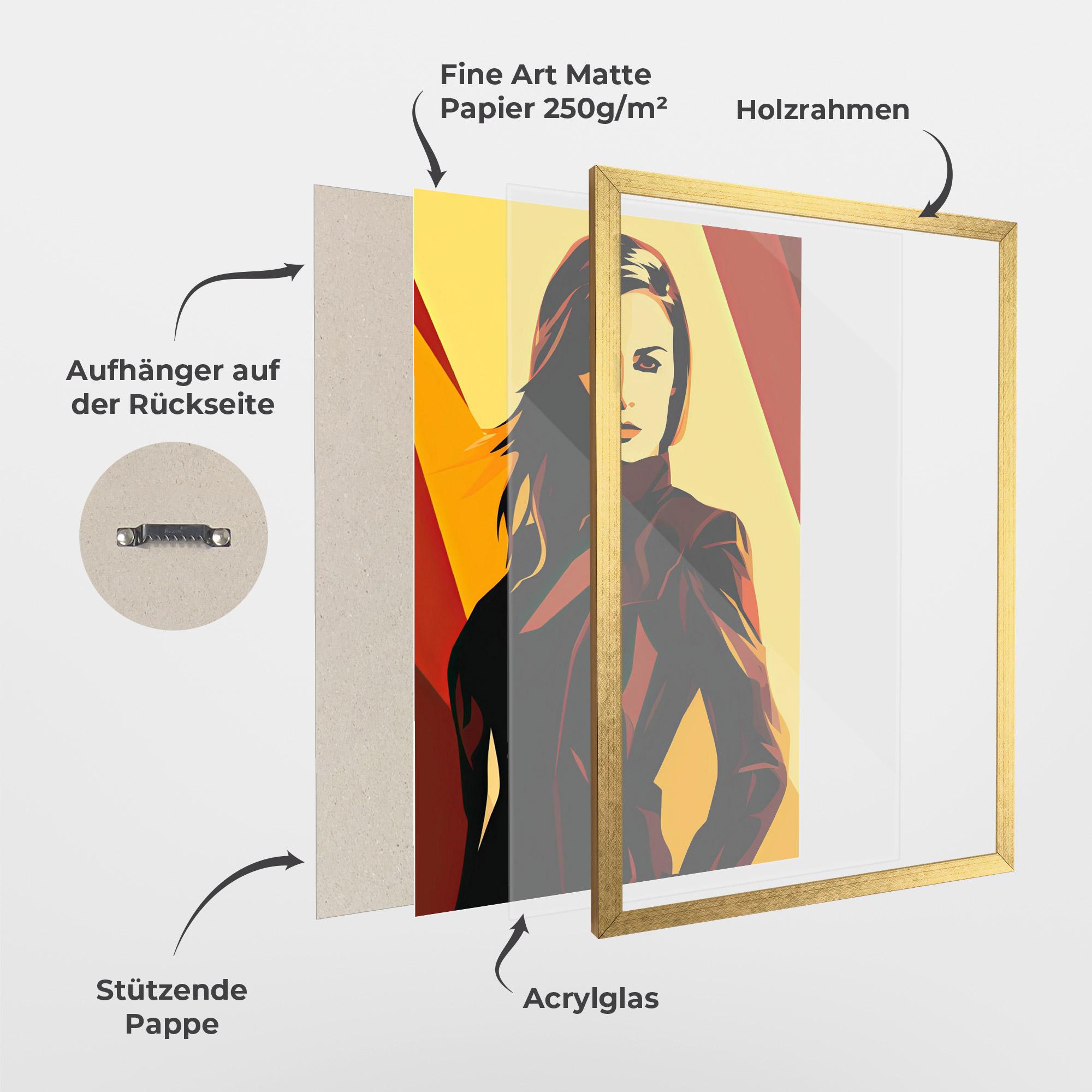 Gerahmte Poster Pop Graphical Woman mockup 1